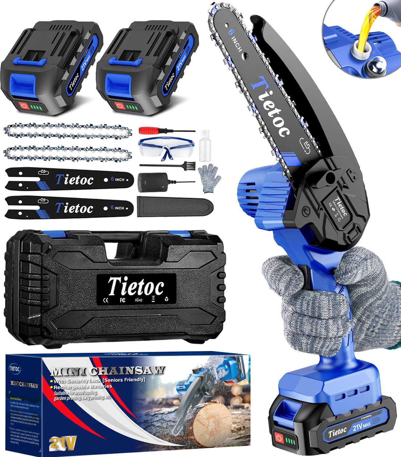 Tietoc 6 Inch Cordless Mini Electric Chainsaw