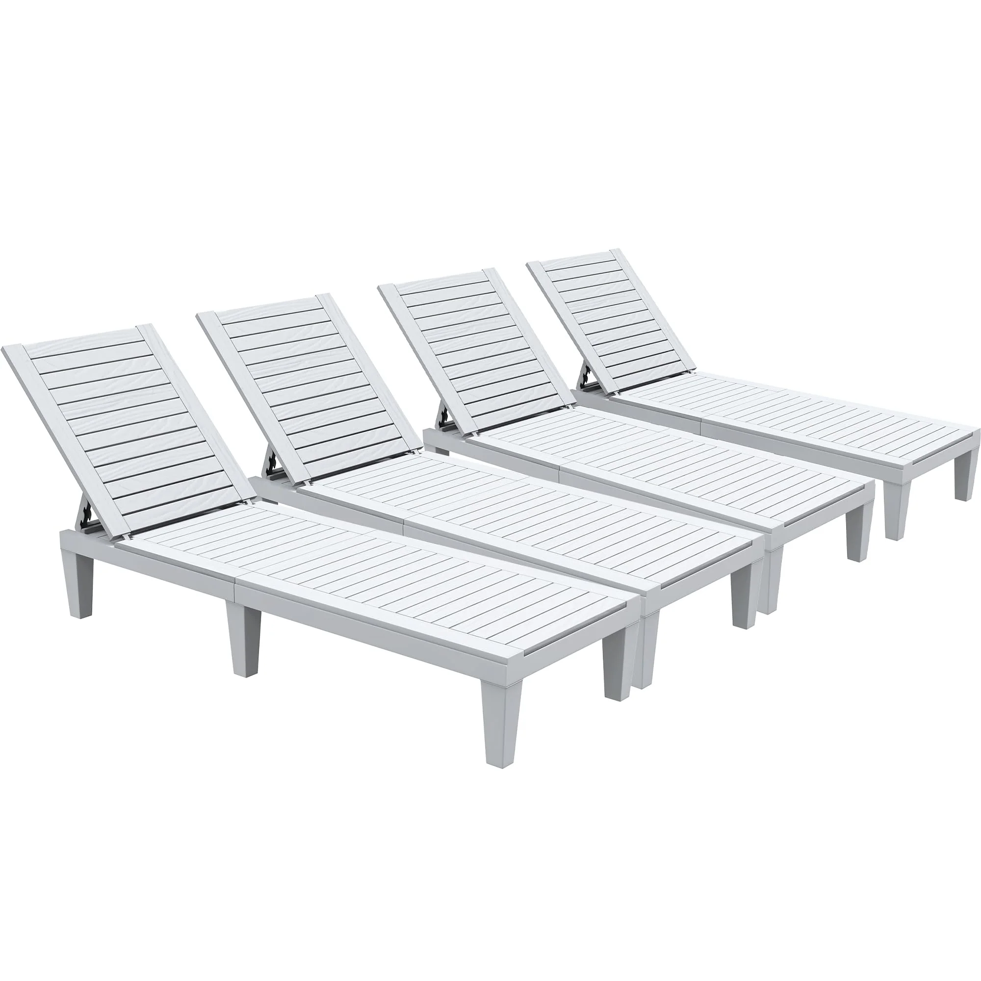 Outdoor Chaise Lounge Chairs Set of 4 with Adjustable Backrest, Sturdy Loungers
