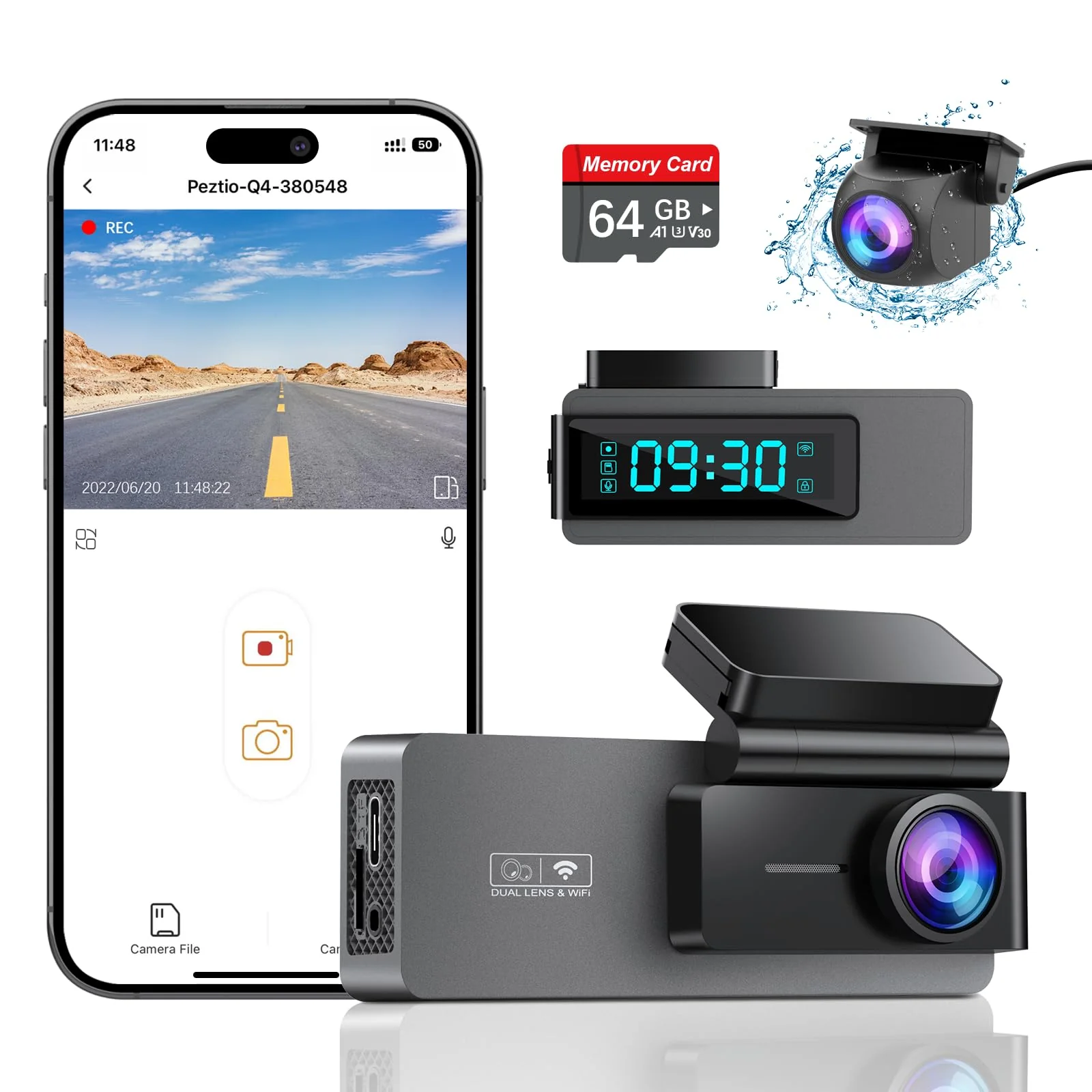 ARIFAYZ Dash Cam Front and Rear 2K+1080P with 64GB SD Card