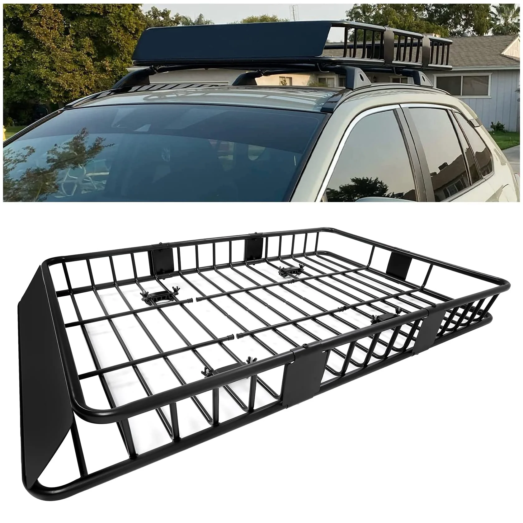 ECOTRIC 64" x 38" x 4'' Universal Roof Rack Cargo Carrier Basket