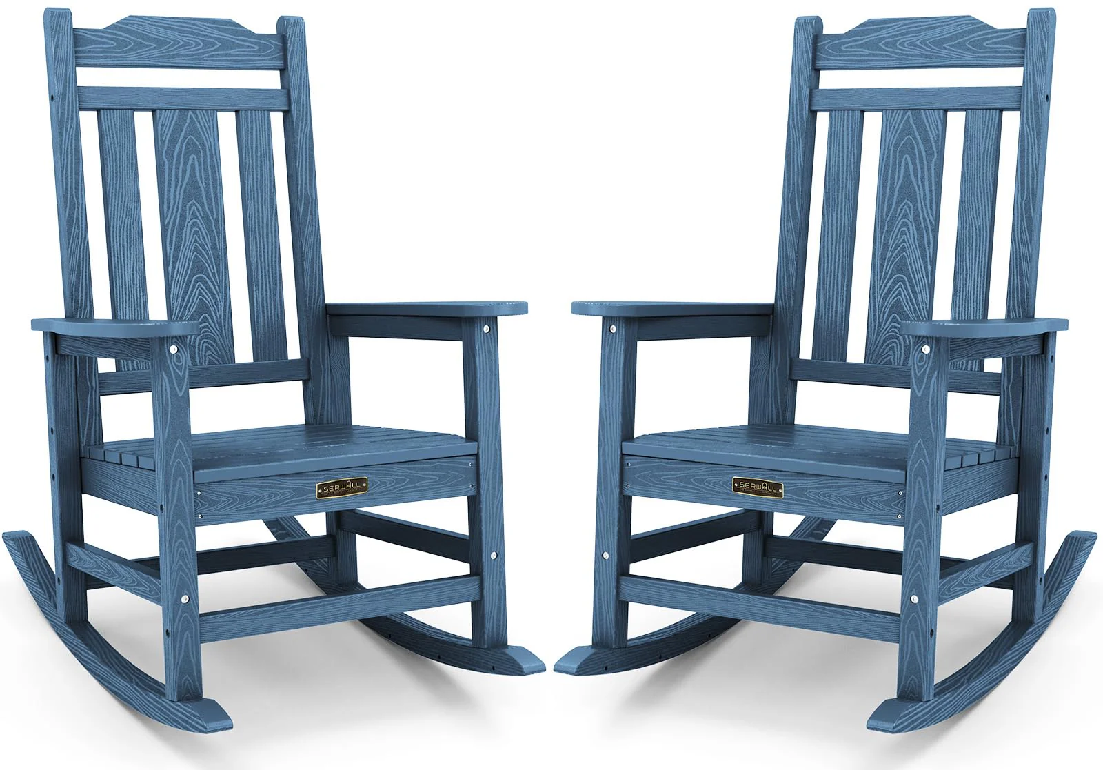 SERWALL Outdoor Rocking Chair Blue Set of 2