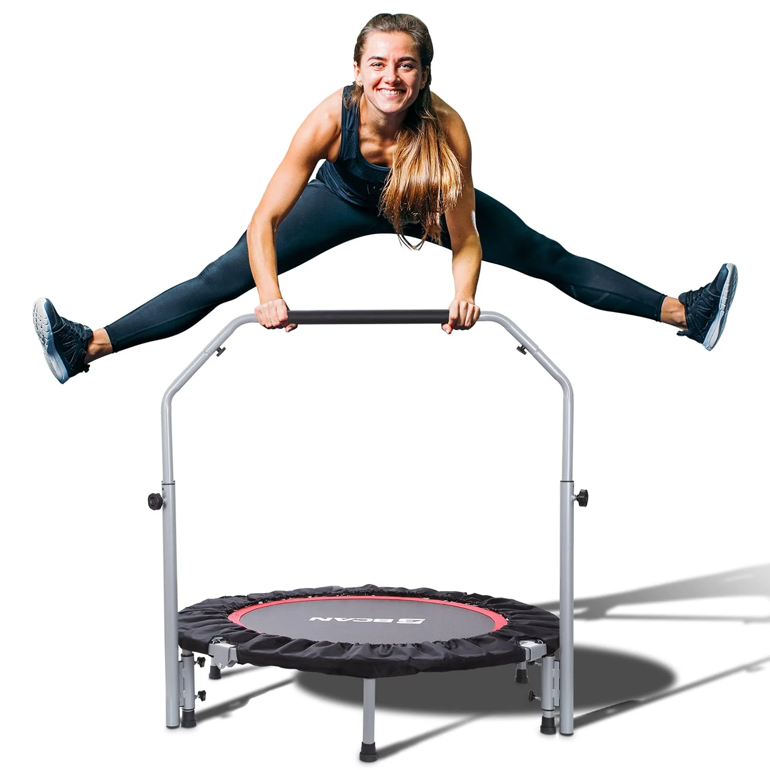 BCAN 40" Foldable Mini Trampoline with Adjustable Foam Handle