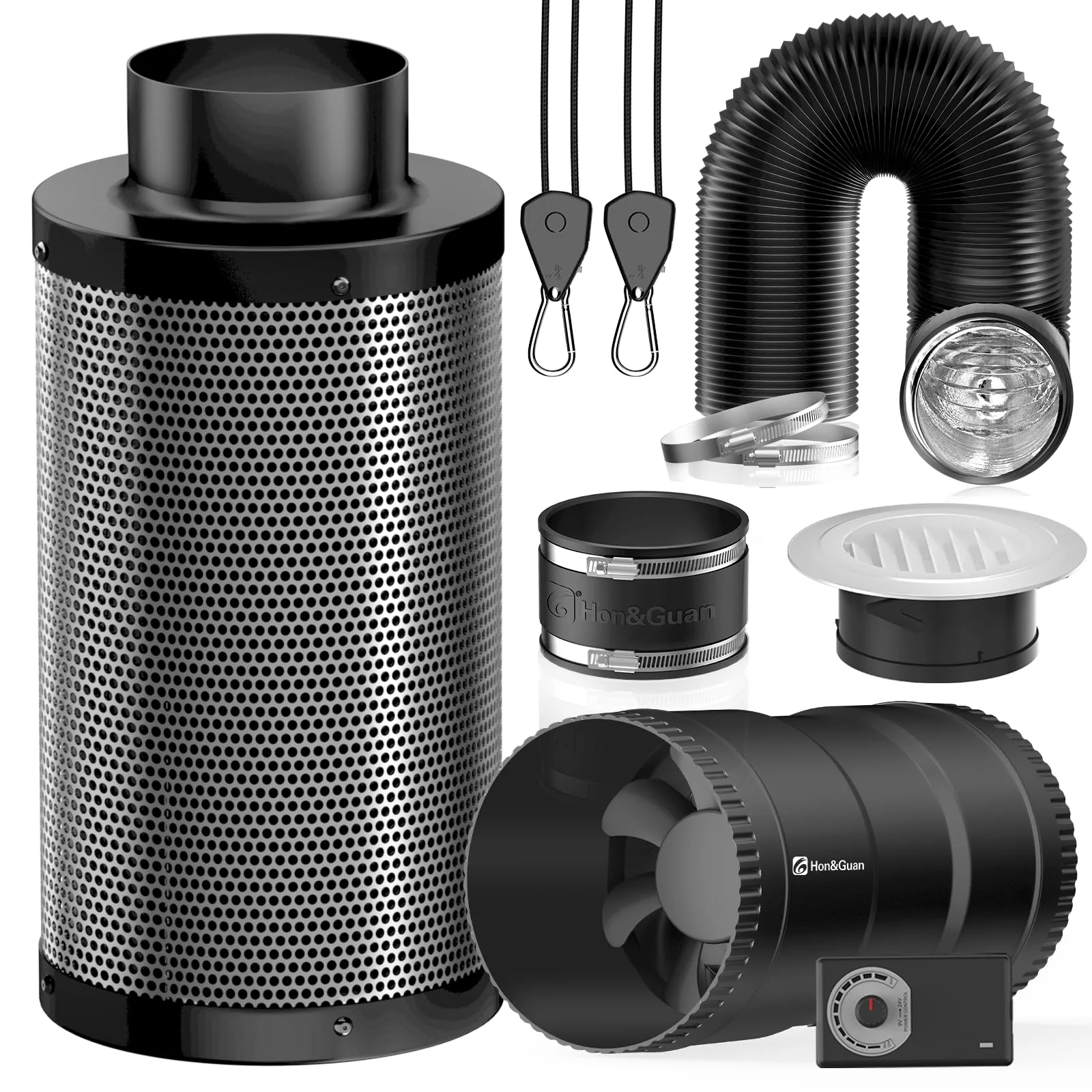 Hon&Guan 4" Air Filtration Kit for Grow Tents