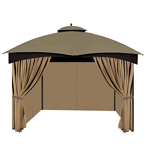 10'x10' Gazebo Curtains Outdoor Waterproof, Universal Replacement Curtain 4-Panels, Sidewalls with Zipper for Garden, Patio, Yard
