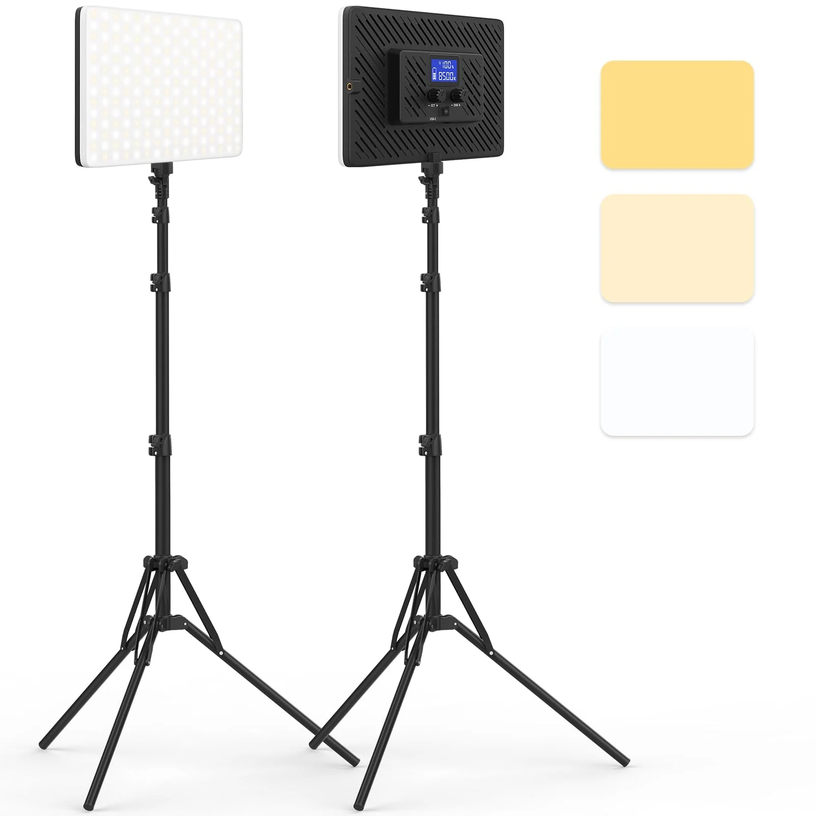 QEUOOIY 2 Packs LED Video Light with 63" Tripod Stand