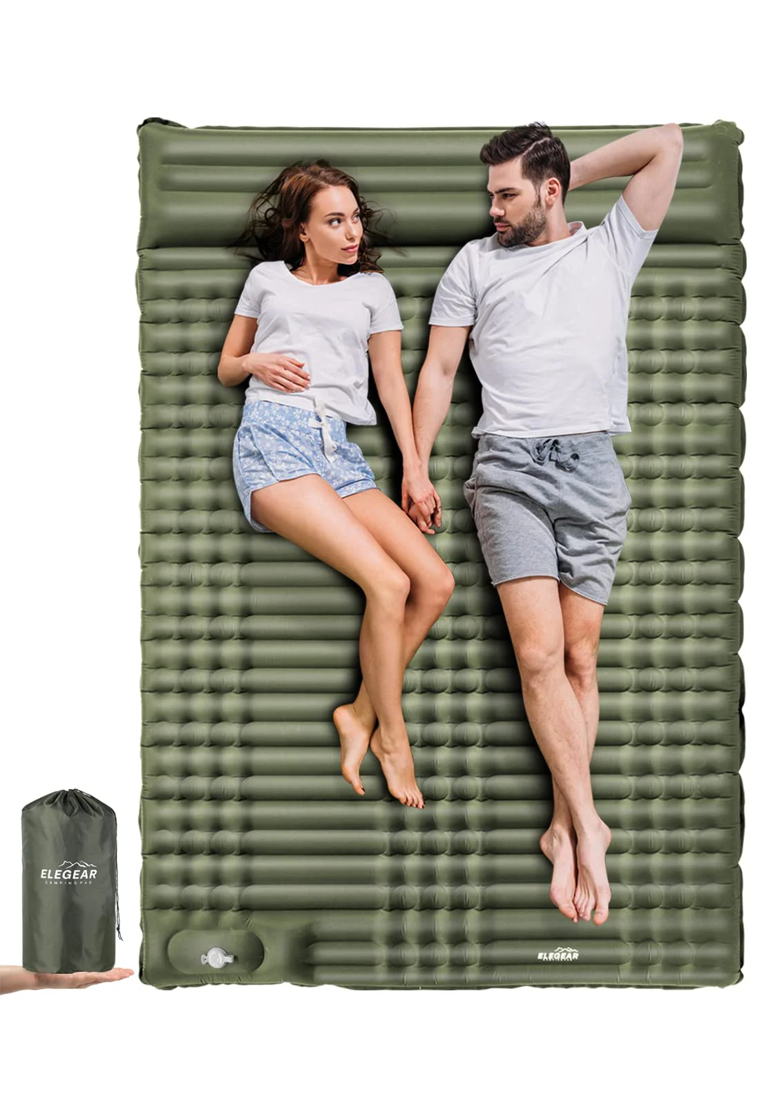 Elegear Double Sleeping Pad for Camping, 4" Ultra-Thick Self Inflating Camping Pad