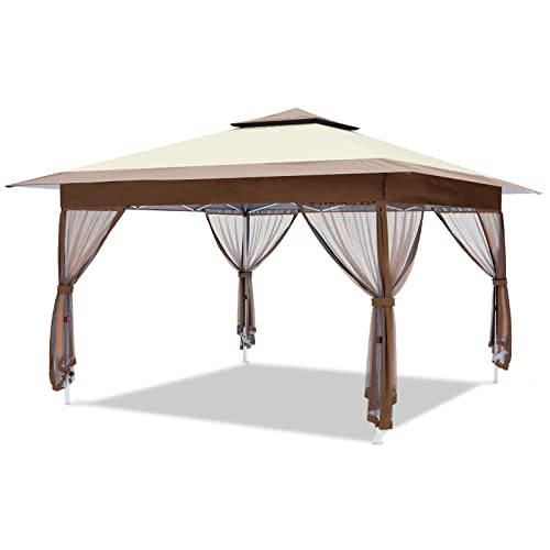 12'x12' Gazebo Outdoor Pop up Canopy Tent with Curtains and Shelter for Patio, Party & Backyard