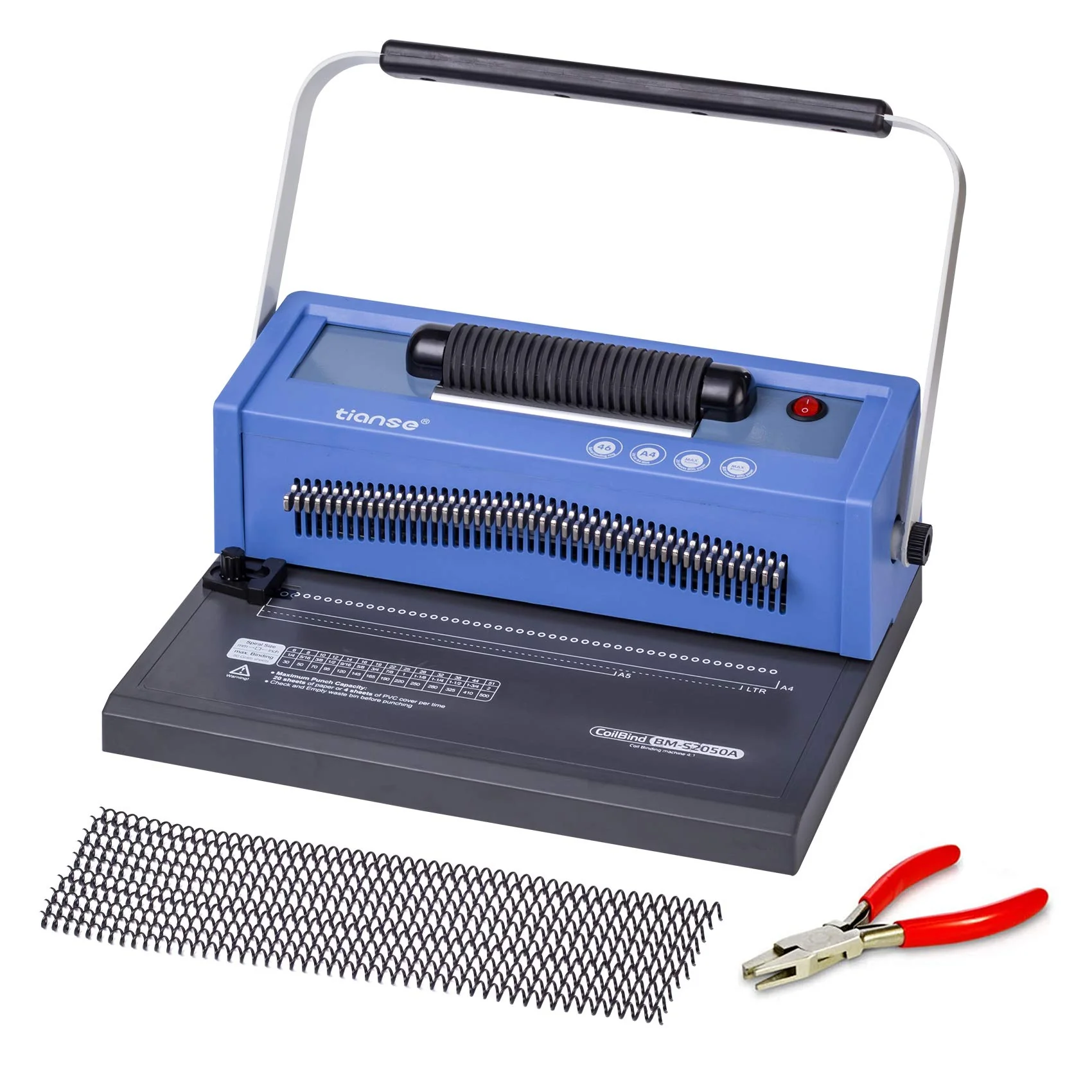 TIANSE Spiral Coil Binding Machine, Manual Book Maker Punch Binder