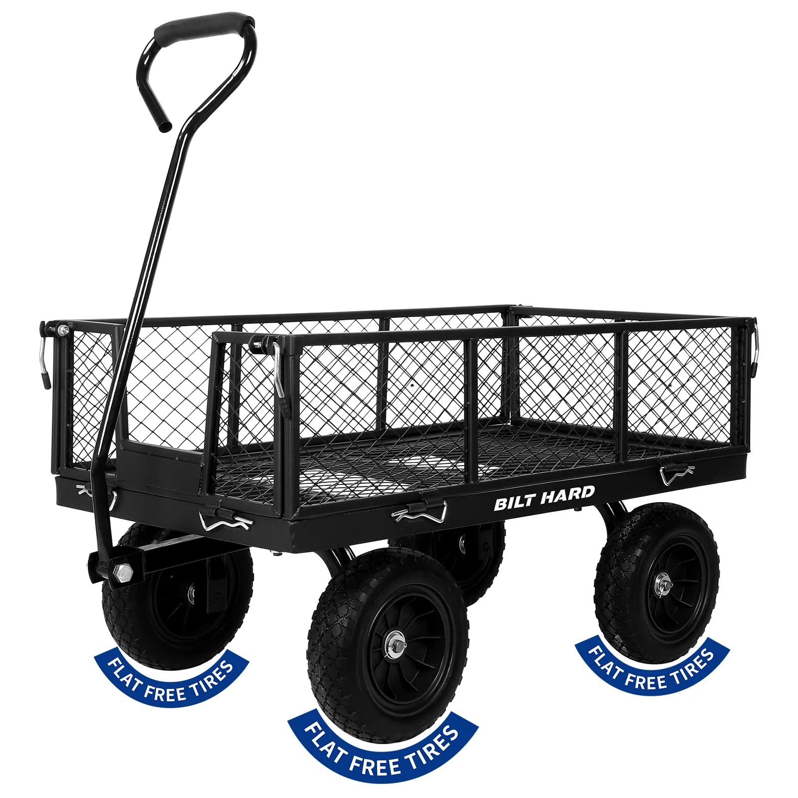 BILT HARD 880 lbs 10" Flat Free Tires Steel Garden Cart