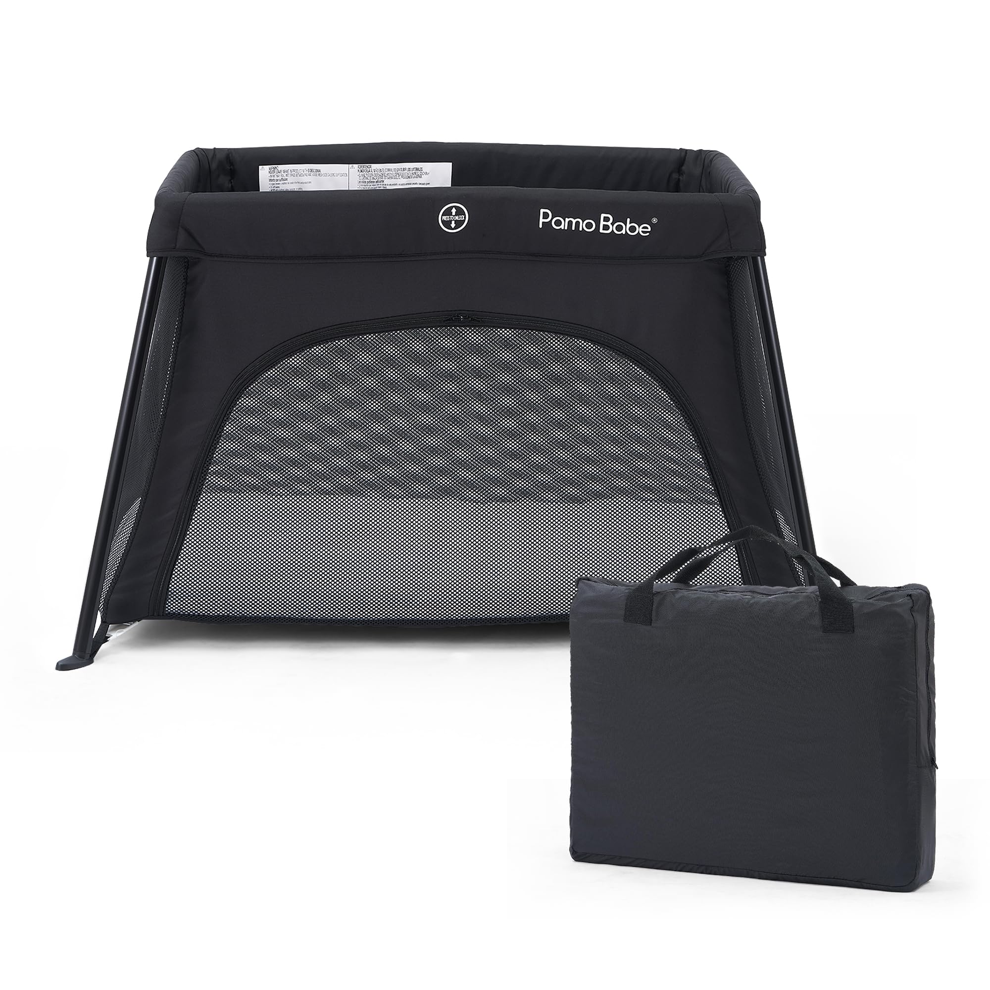 Pamo babe Lightweight Travel Crib with Soft Mattress Pad