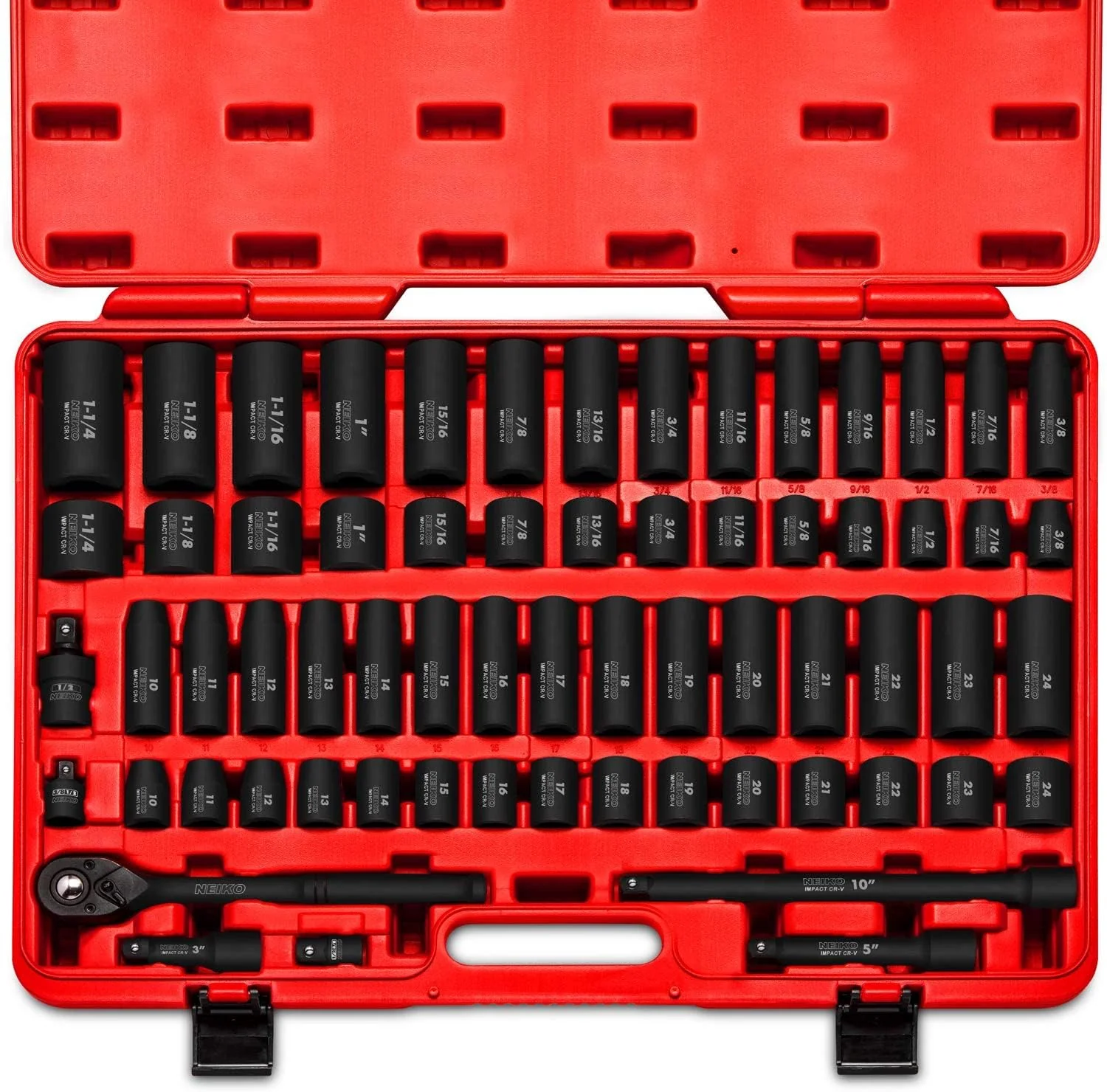 NEIKO 1/2" Drive Master Impact Socket Set, 65 Piece