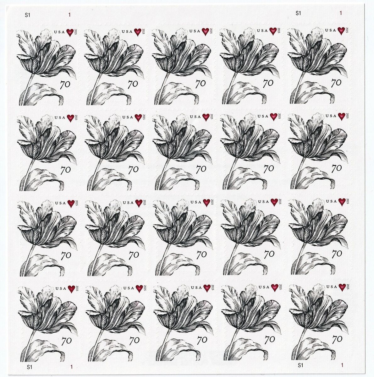 Vintage Tulip 2015 70c - 5 Sheets / 100 Pcs