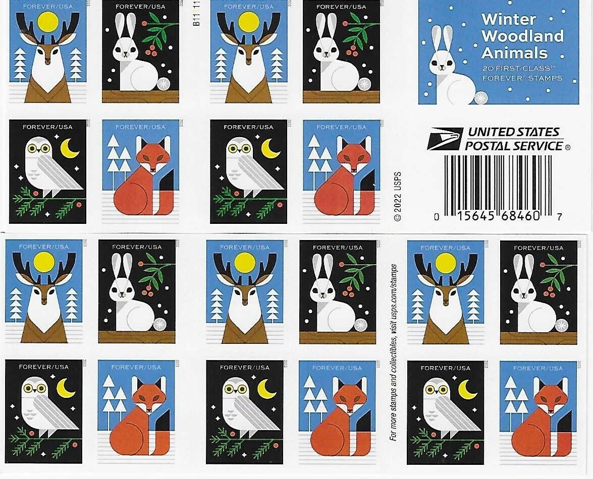 Winter Woodland Animals 2023 - 5 Sheets / 100 Pcs