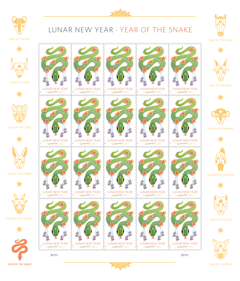 Lunar New Year • Year of the Snake 2025 - 5 Sheets / 100 Pcs