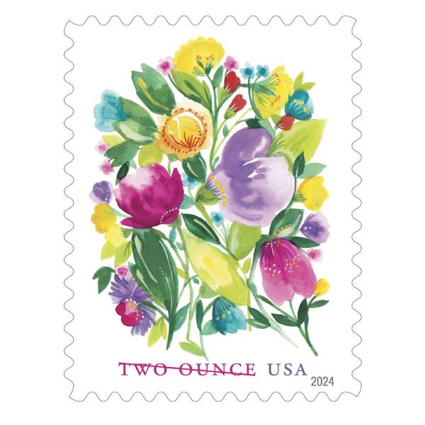 Wedding Blooms 2024 Two Ounce Rate (2 oz.) - 5 Sheets / 100 Pcs