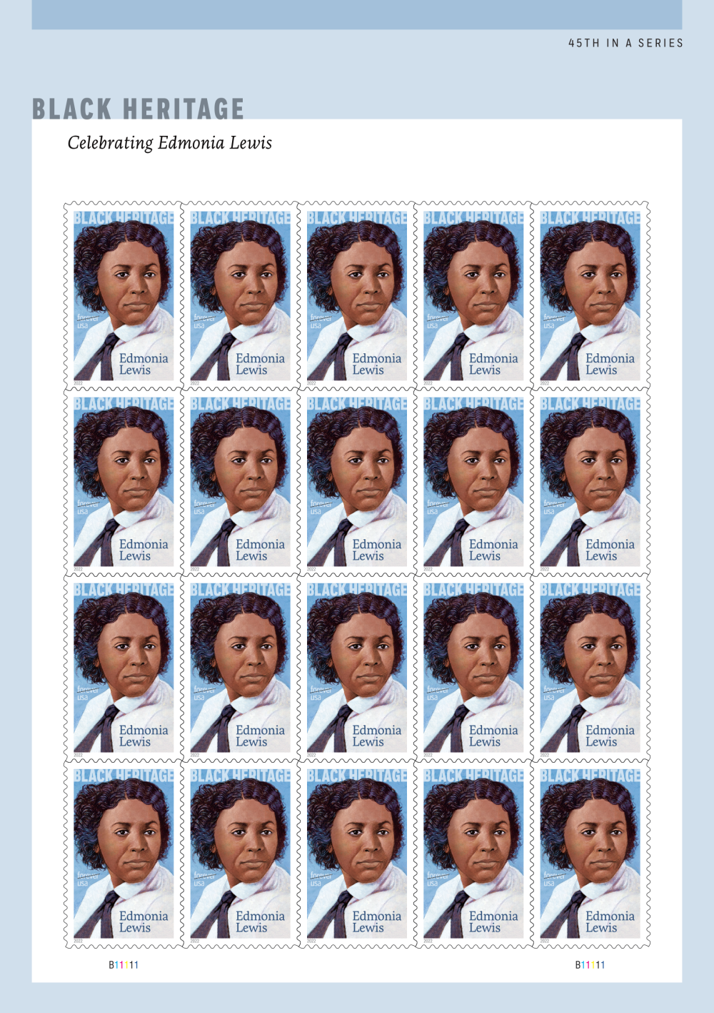 Edmonia Lewis 2022 - 5 Sheets / 100 Pcs