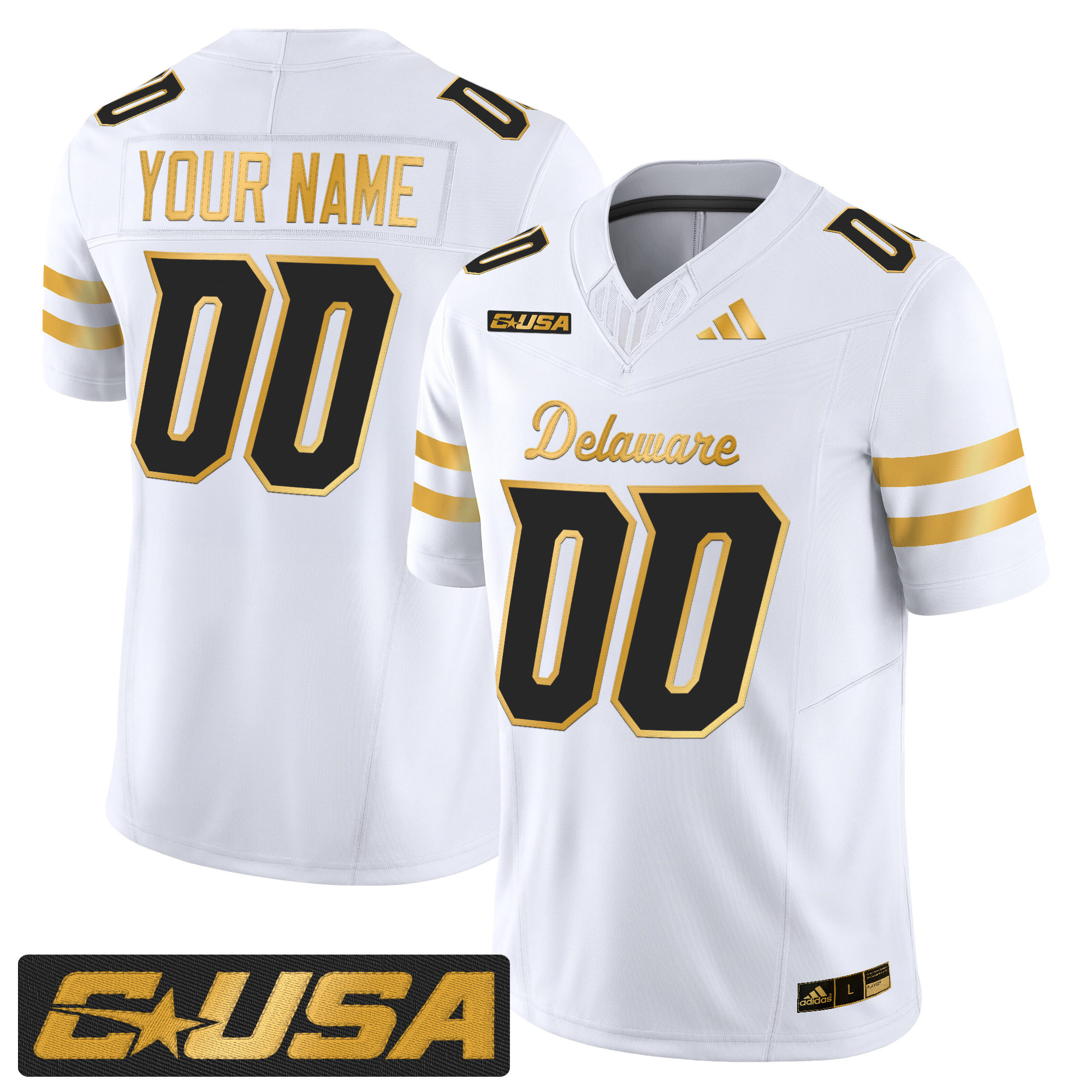 Delaware Blue Hens 2025 Gold Vapor Limited Custom Jersey - All Stitched