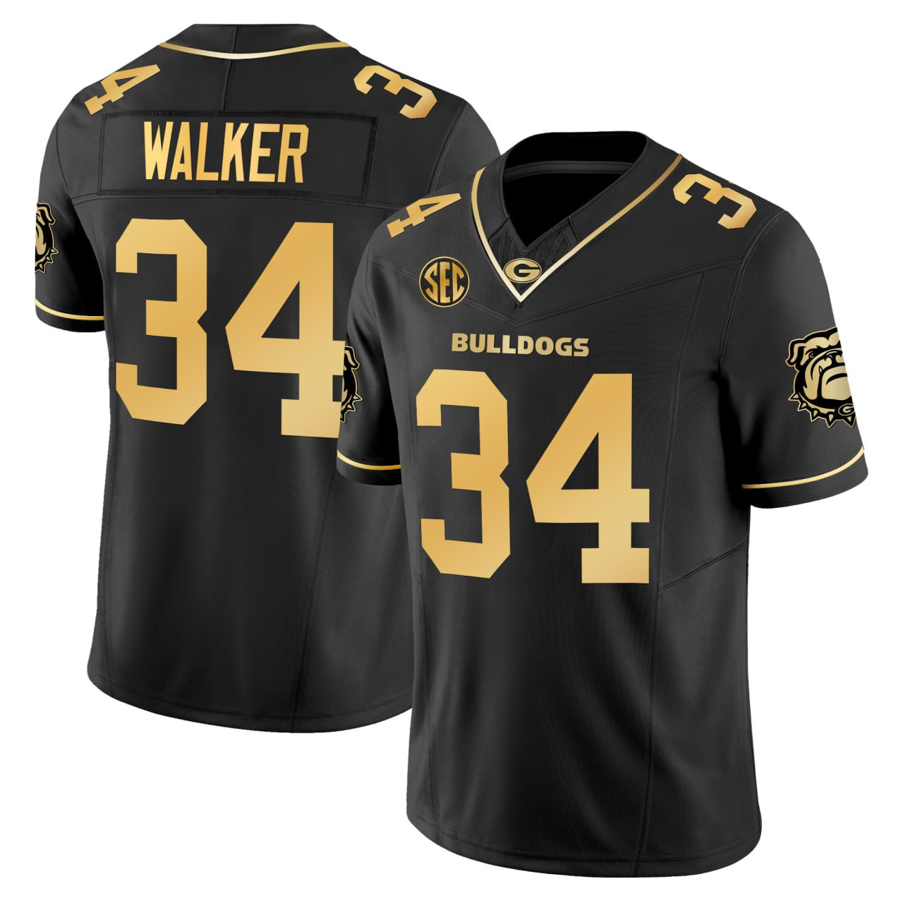 Herschel Walker Georgia Bulldogs Black Gold Jersey - All Stitched