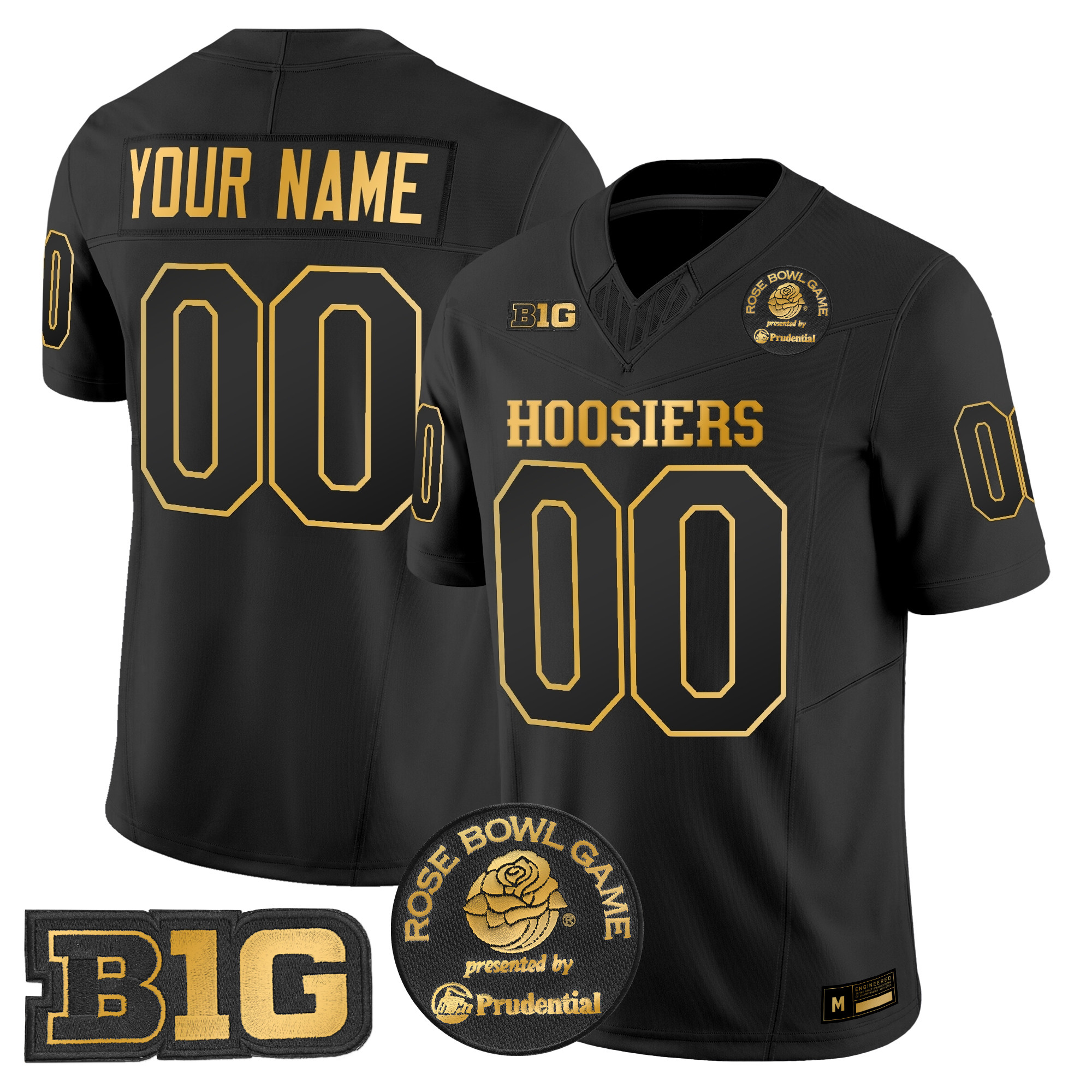 Indiana Hoosiers 2025 Rose Bowl Gold Vapor Limited Custom Jersey - All Stitched