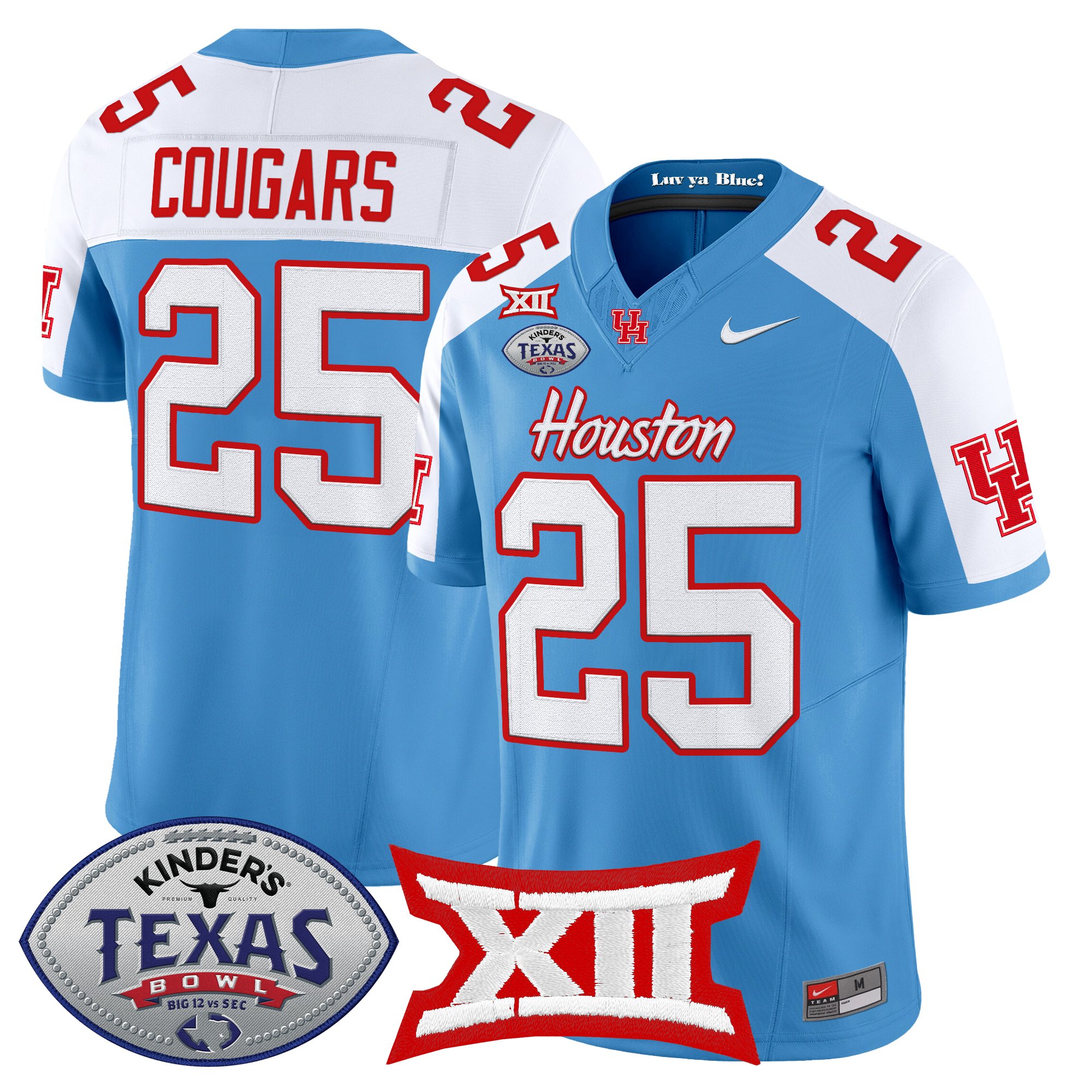 Men's Houston Cougars 2025 Texas Bowl Vapor Limited Jersey - All Stitched