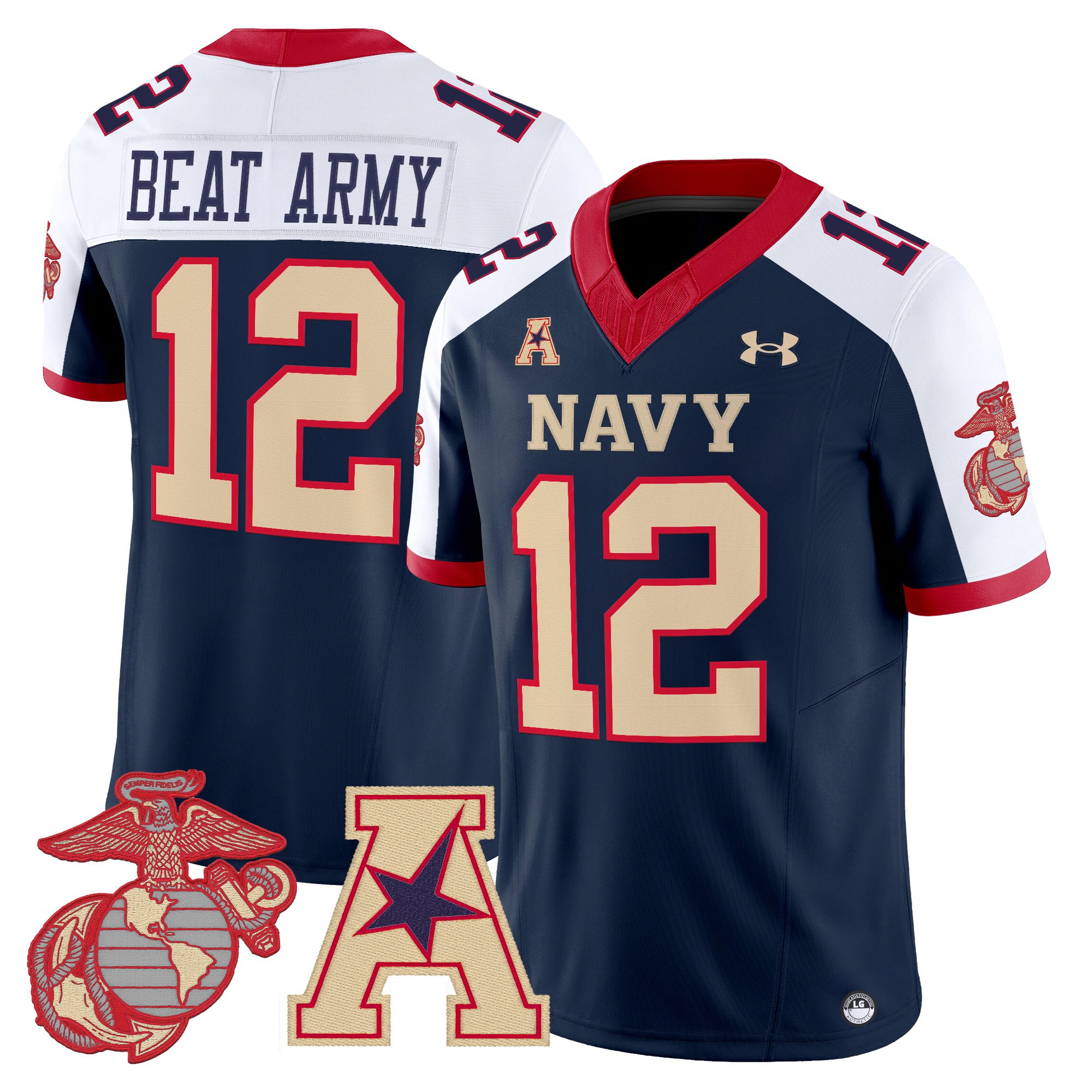 Men's Navy Midshipmen Vapor USMC Premier Jersey - All Stitched
