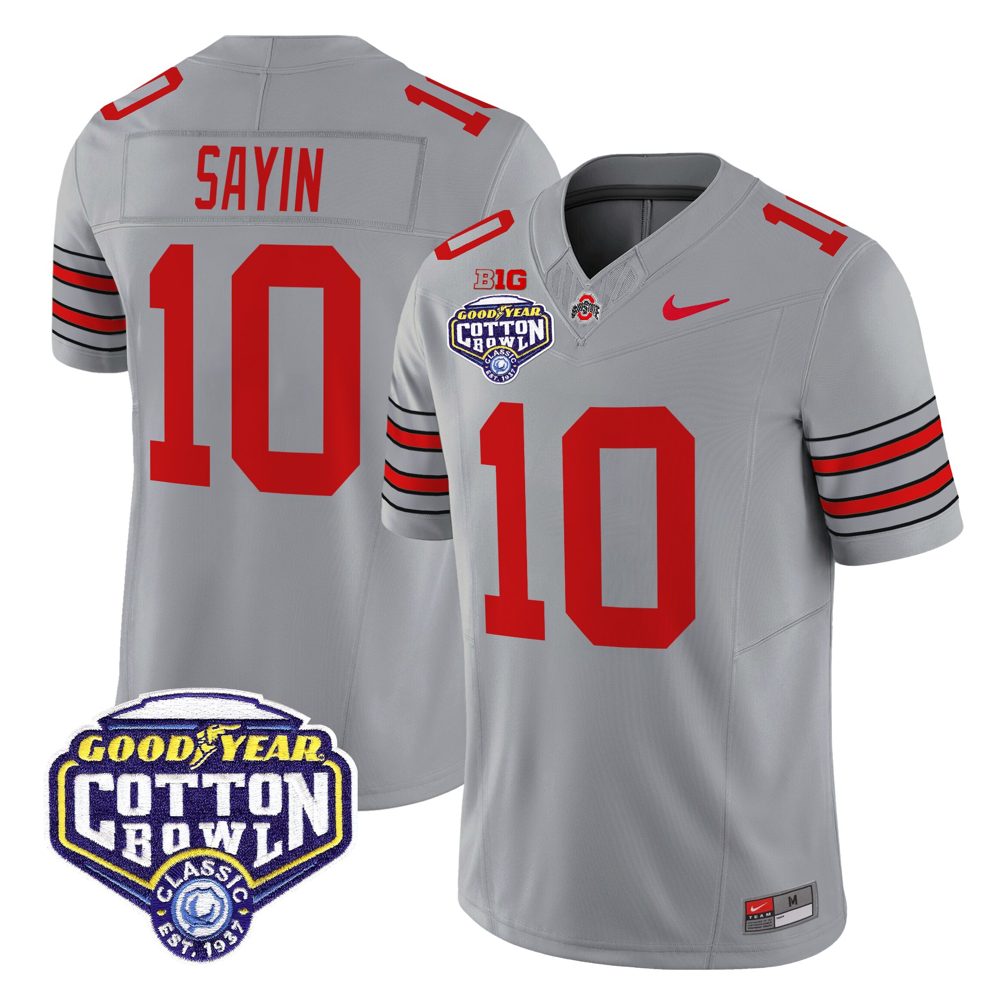 Men's Ohio State Buckeyes 'Heritage Stripe' Vapor Limited Jersey - 2025 Cotton Bowl Patch - All Stitched