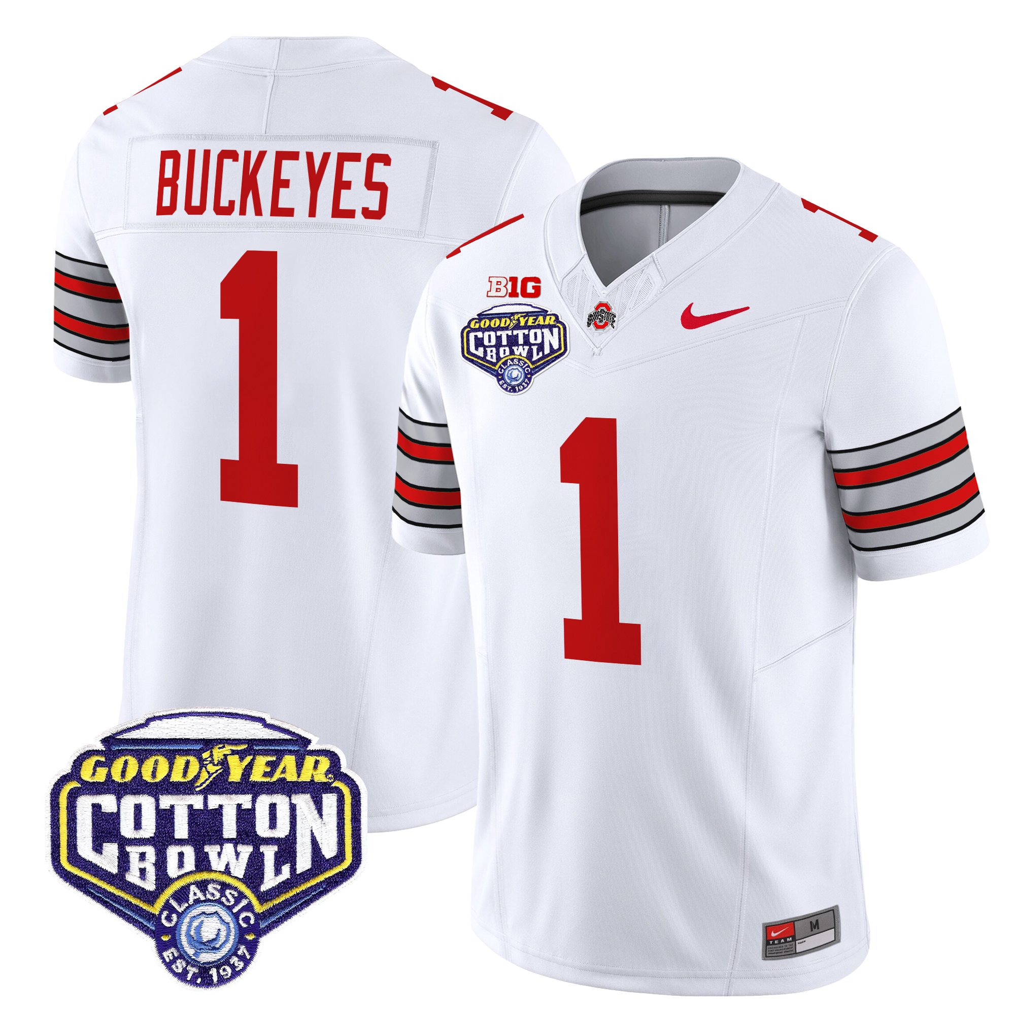 Men's Ohio State Buckeyes 'Heritage Stripe' Vapor Limited Jersey - 2025 Cotton Bowl Patch - All Stitched