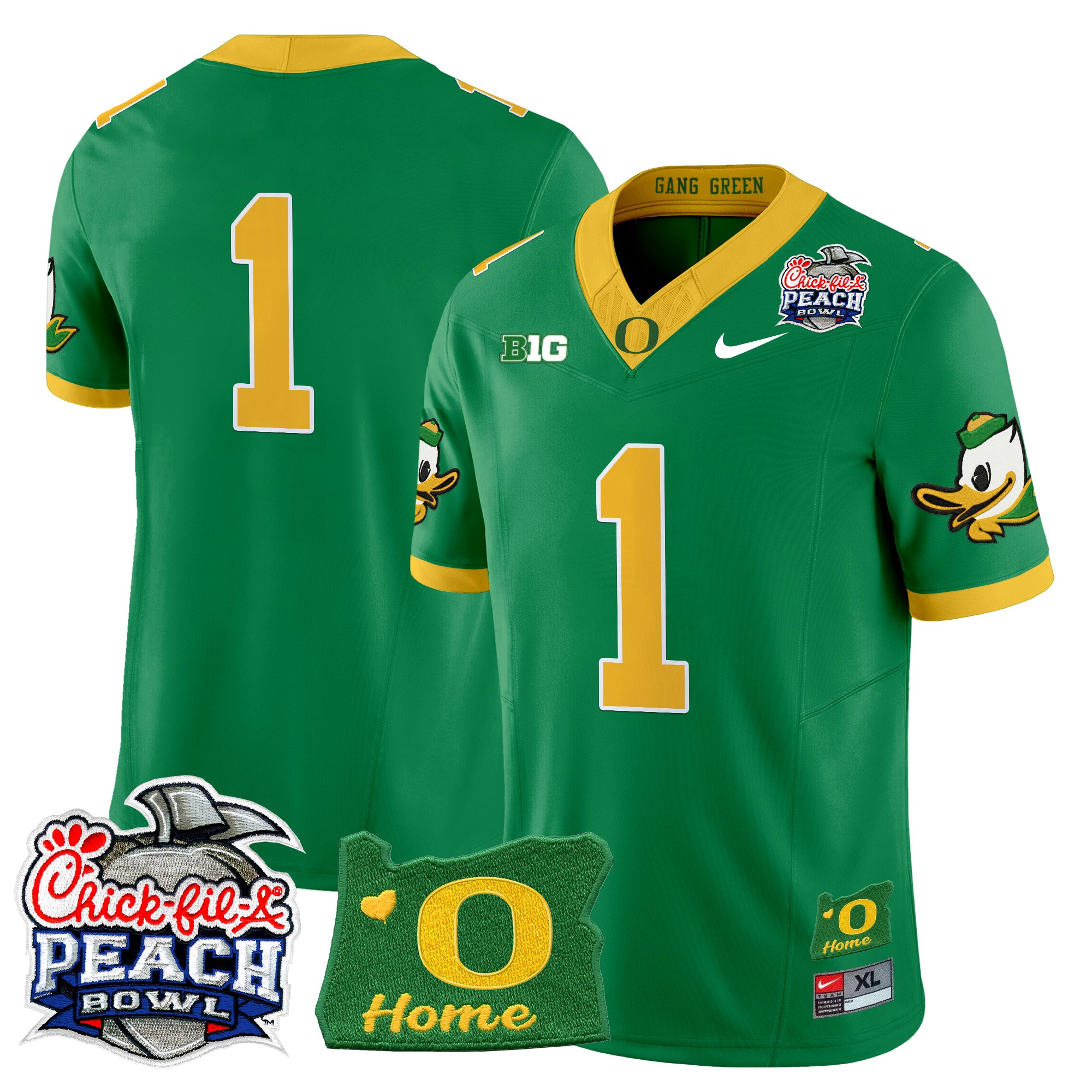 Men's Oregon Ducks 2026 Peach Bowl & Oregon State Patch Vapor Limited Jersey - All Stitched