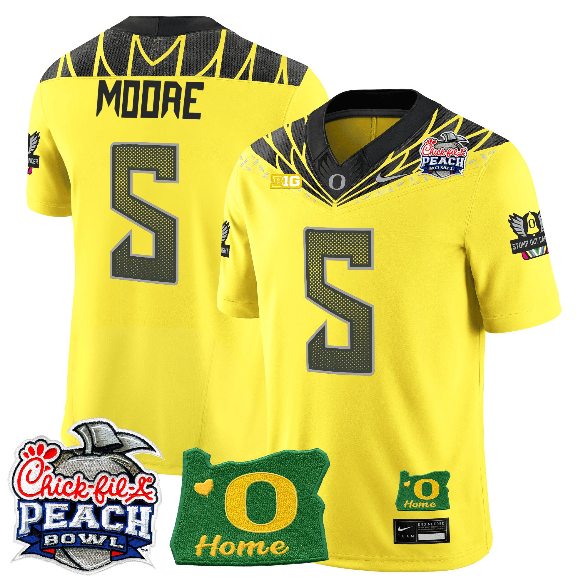 Men's Oregon Ducks 2026 Peach Bowl & Oregon State Patch Vapor Limited Jersey - All Stitched