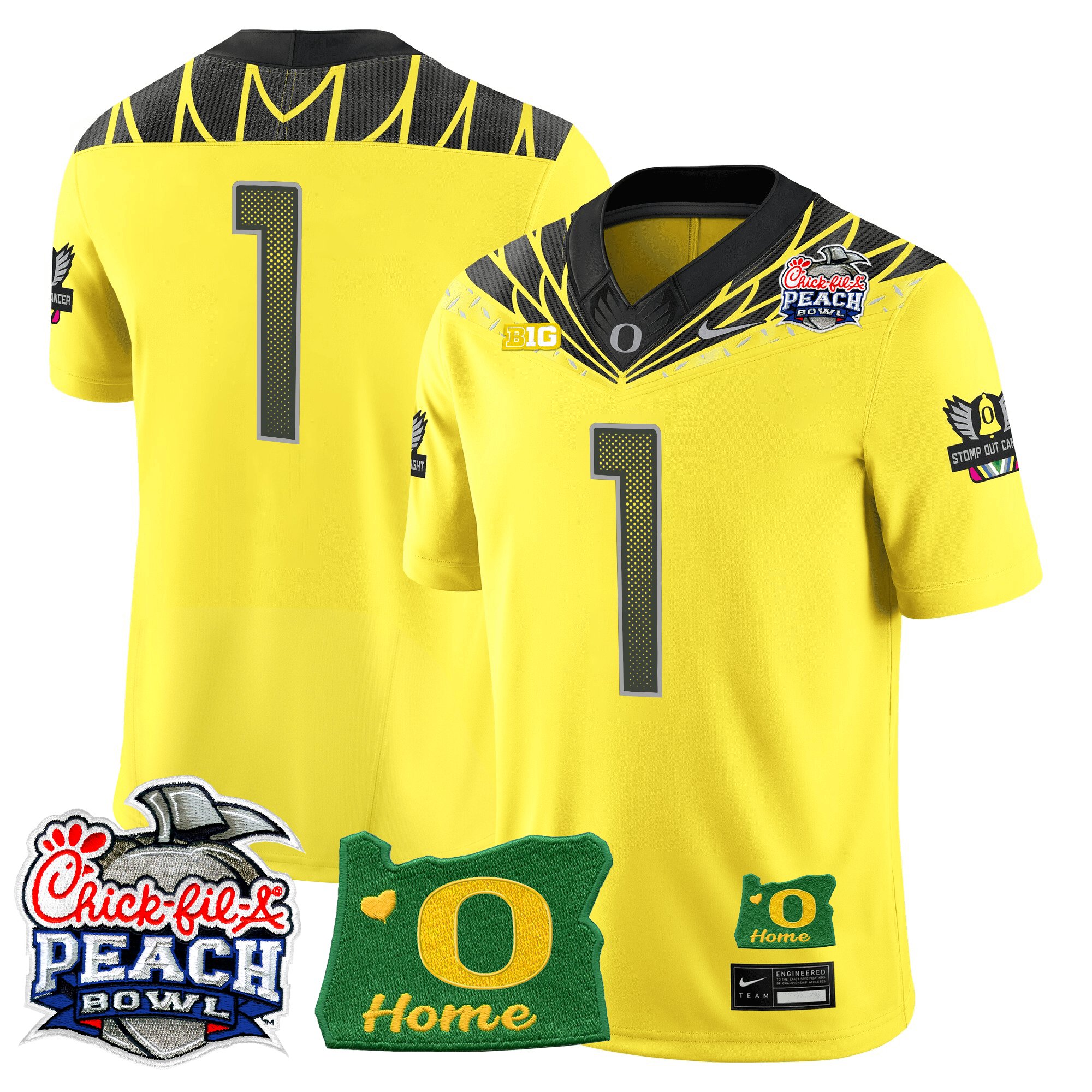 Men's Oregon Ducks 2026 Peach Bowl & Oregon State Patch Vapor Limited Jersey - All Stitched