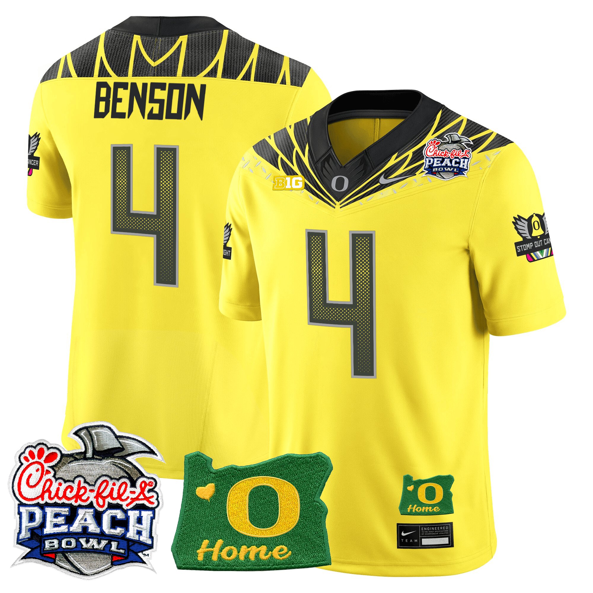 Men's Oregon Ducks 2026 Peach Bowl & Oregon State Patch Vapor Limited Jersey - All Stitched
