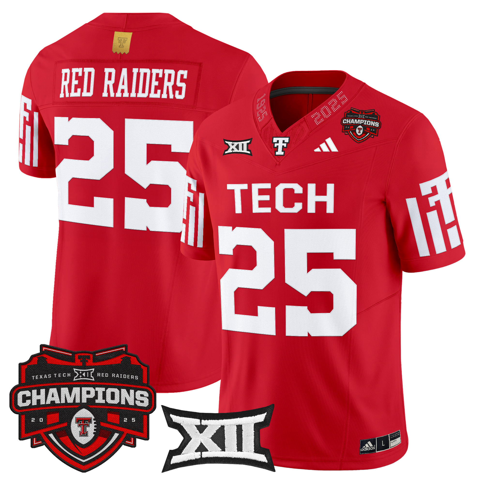 Men's Texas Tech Red Raiders 2025 Big 12 Champions Vapor Limited Jersey - All Stitched