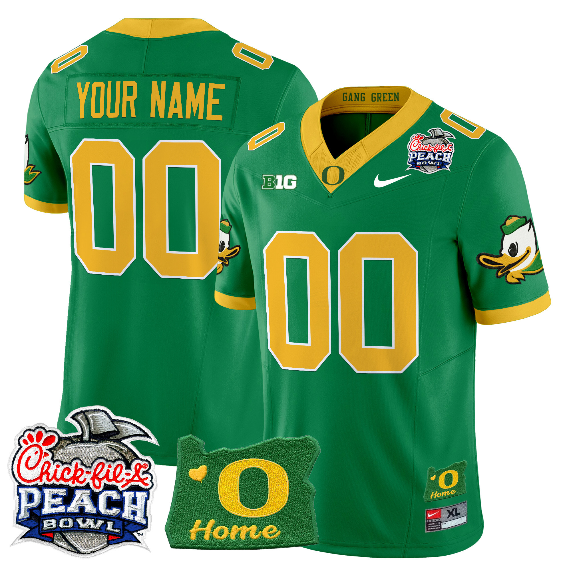 Oregon Ducks 2026 Peach Bowl & Oregon State Patch Vapor Limited Custom Jersey - All Stitched