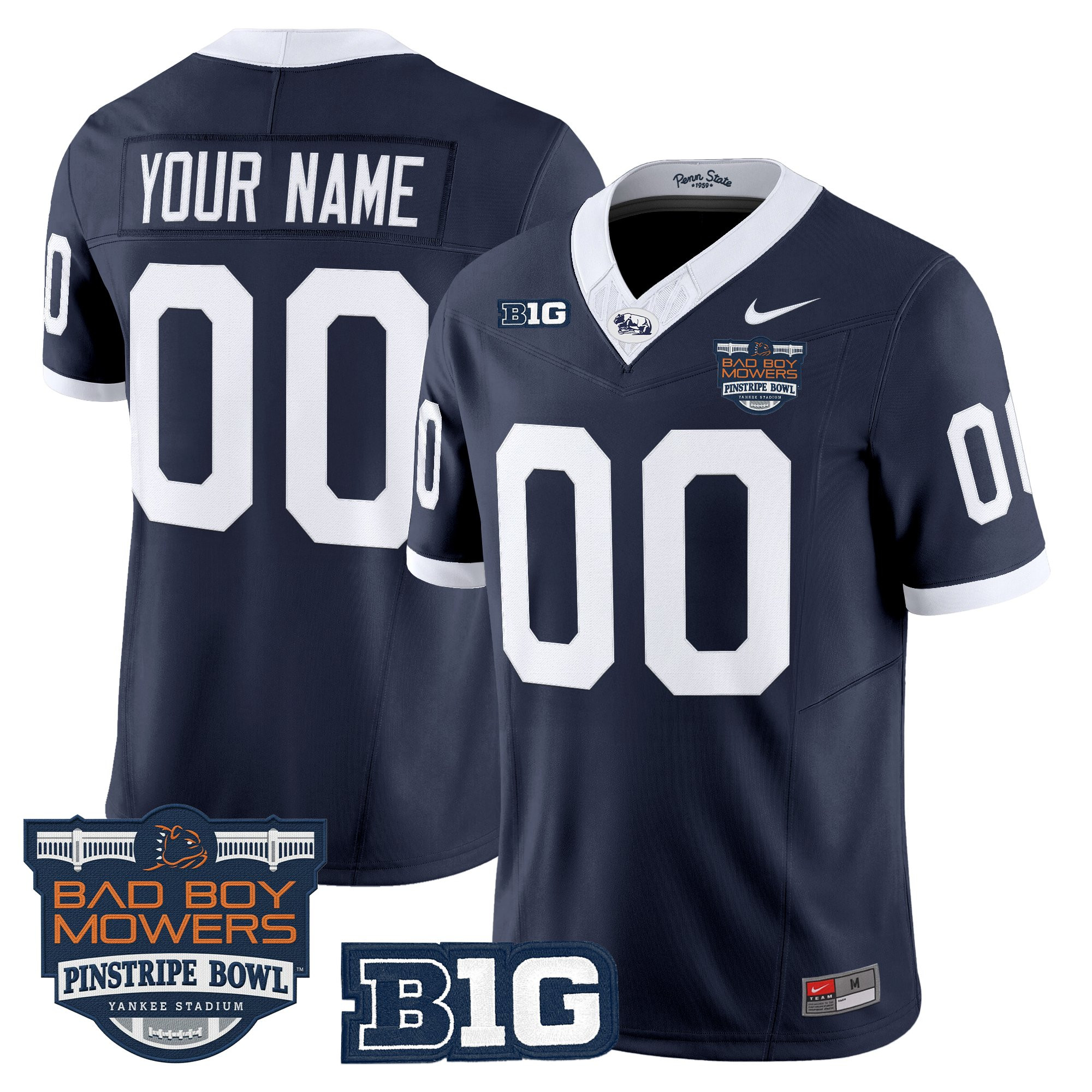 Penn State Nittany Lions Throwback Vapor Limited Custom Jersey - Pinstripe Bowl Patch - All Stitched