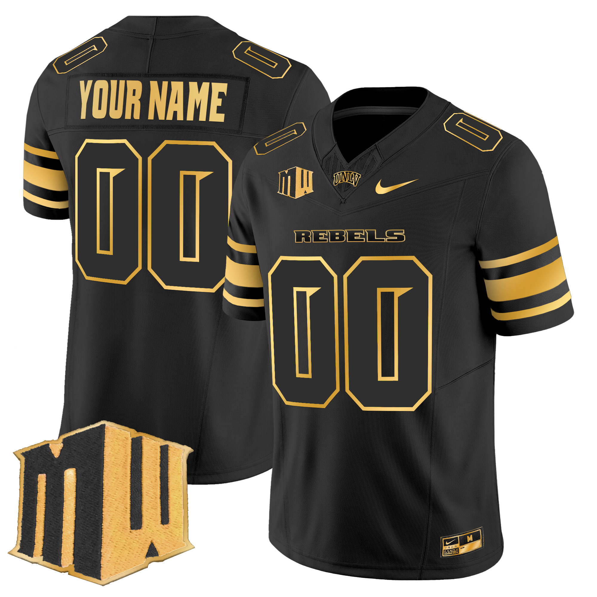 UNLV Rebels 2025 Gold Vapor Limited Custom Jersey - All Stitched