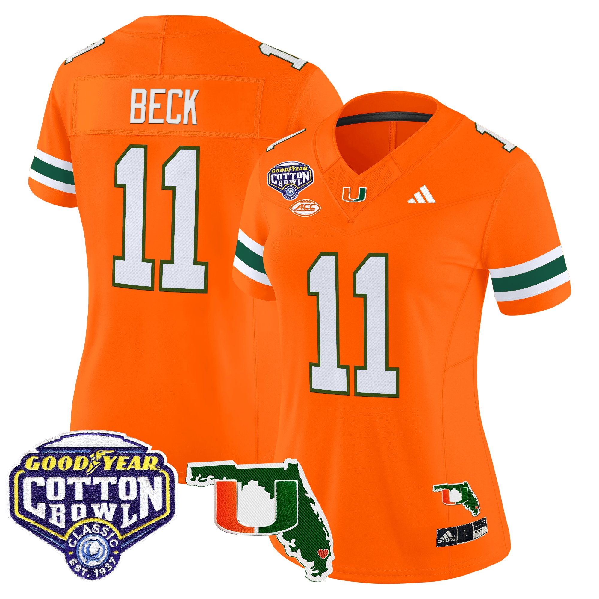 Women's Miami Hurricanes 2025 Cotton Bowl & Florida Patch Vapor Limited Jersey - All Stitched