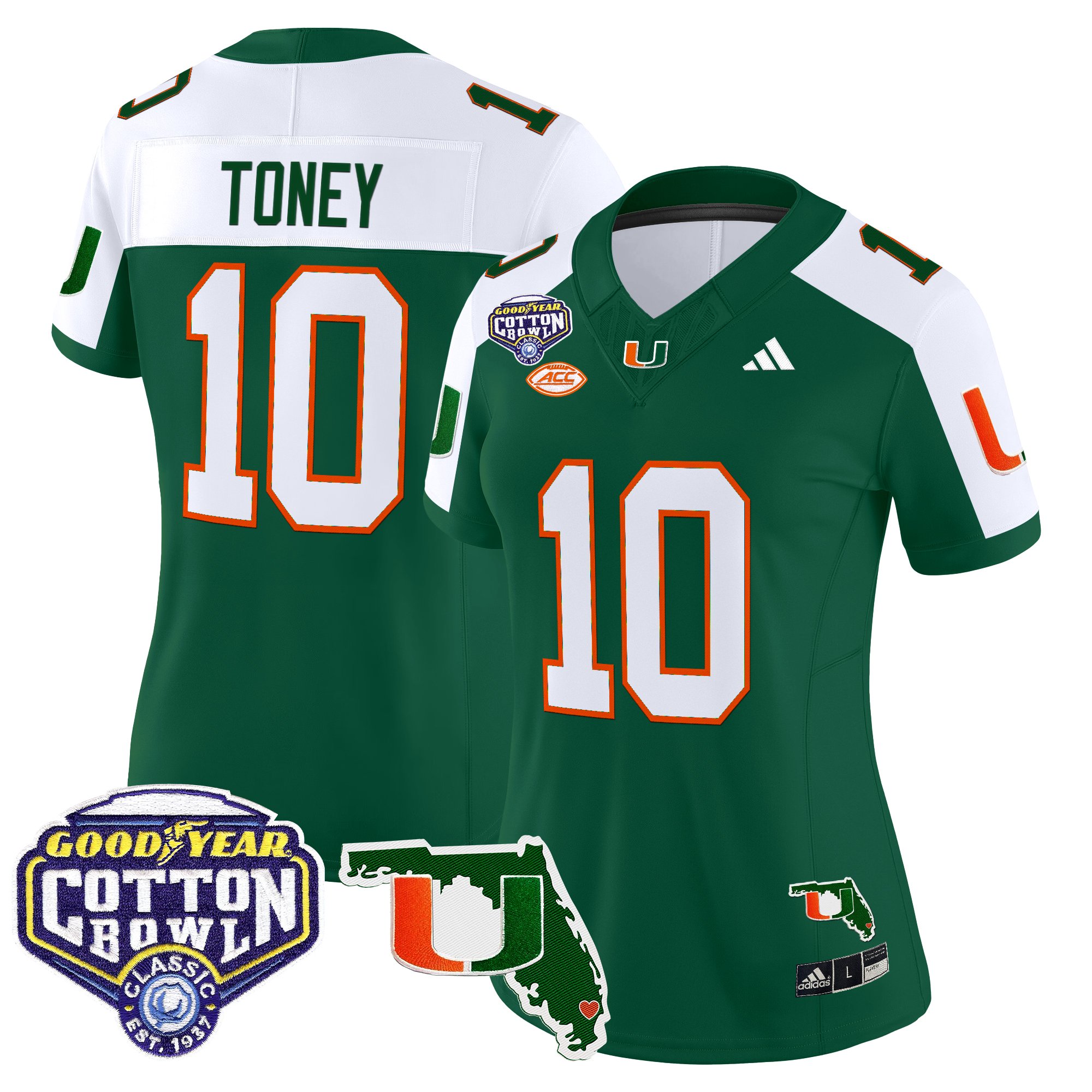 Women's Miami Hurricanes 2025 Cotton Bowl & Florida Patch Vapor Limited Jersey - All Stitched
