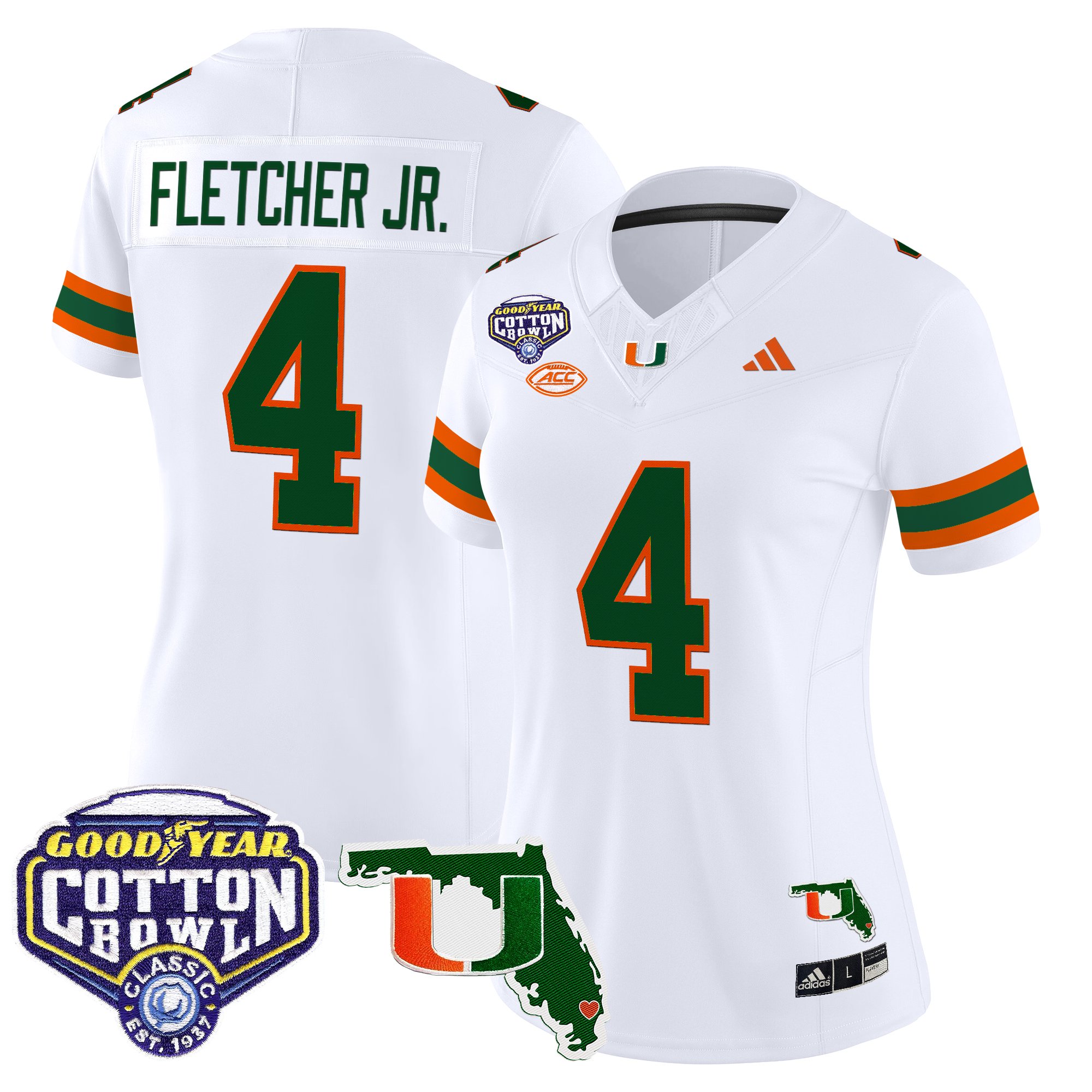 Women's Miami Hurricanes 2025 Cotton Bowl & Florida Patch Vapor Limited Jersey - All Stitched