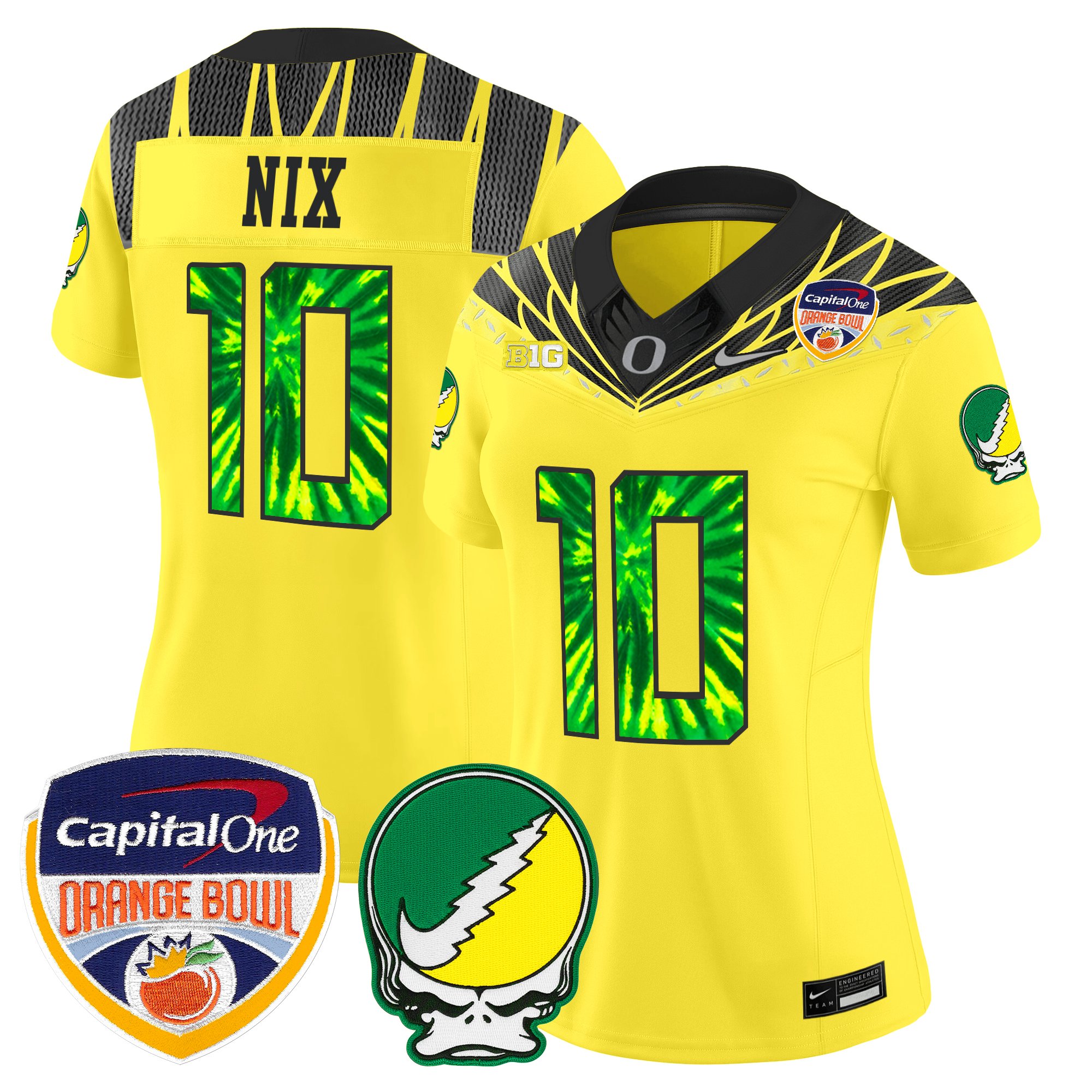 Women's Oregon Ducks "Grateful Ducks" Vapor Limited Jersey - 2025/26 Orange Bowl Patch - All Stitched