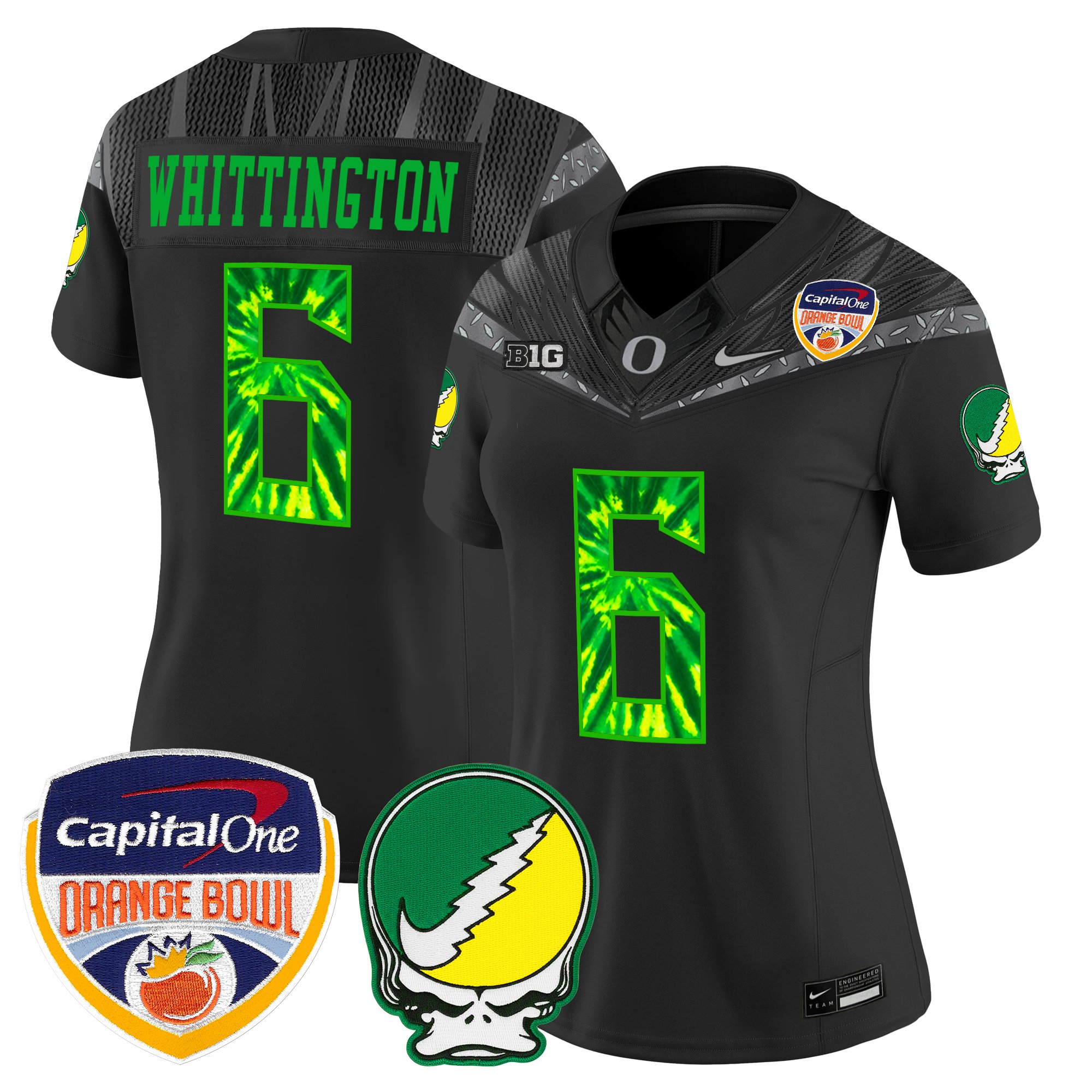 Women's Oregon Ducks "Grateful Ducks" Vapor Limited Jersey - 2025/26 Orange Bowl Patch - All Stitched