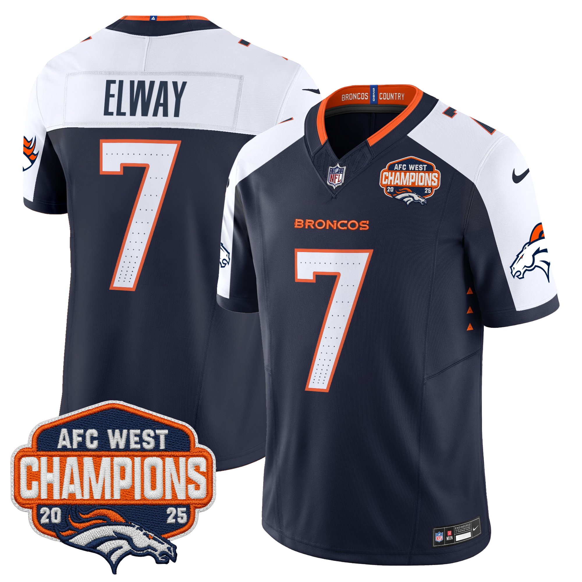 Men's Denver Broncos 2025 AFC West Division Champions Vapor Limited Jersey - All Stitched