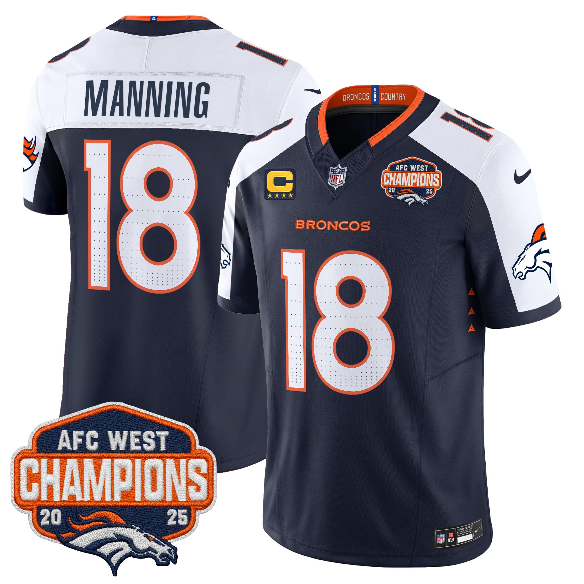 Men's Denver Broncos 2025 AFC West Division Champions Vapor Limited Jersey - All Stitched