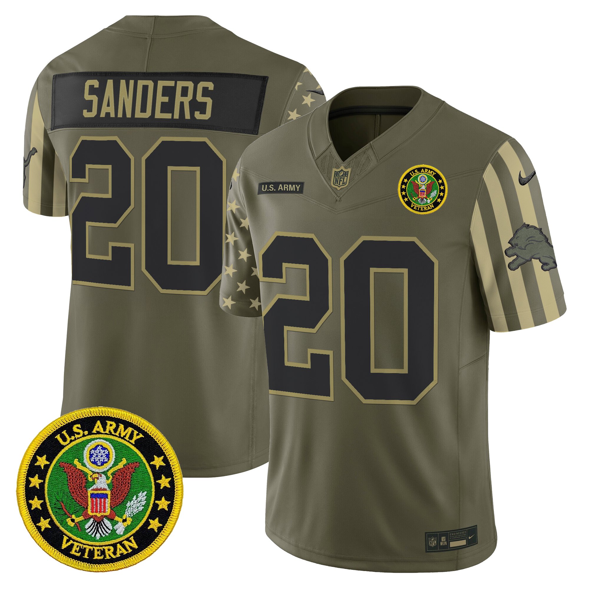Men's Detroit Lions x U.S. Military Veteran Vapor Limited Jersey - All Stitched