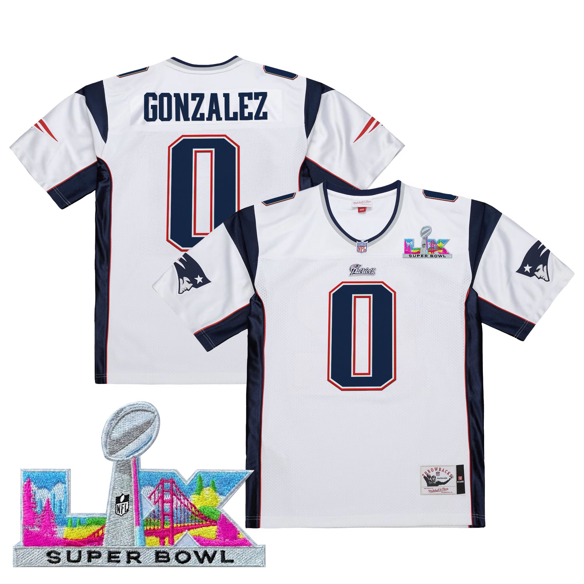 Men's New England Patriots Super Bowl LX Throwback Jersey - All Stitched