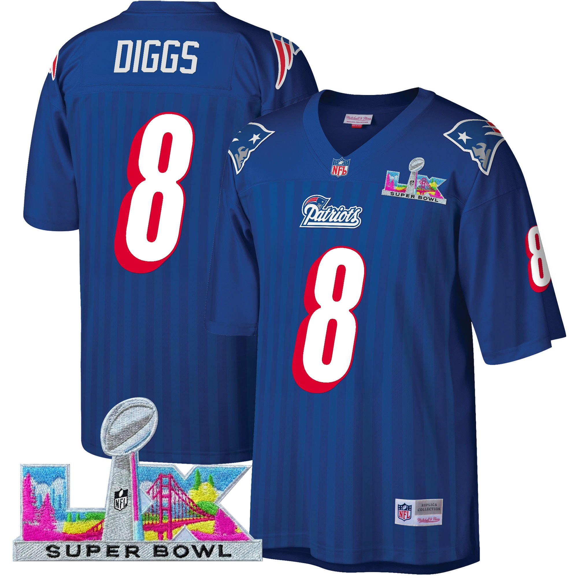 Men's New England Patriots Super Bowl LX Throwback Jersey - All Stitched