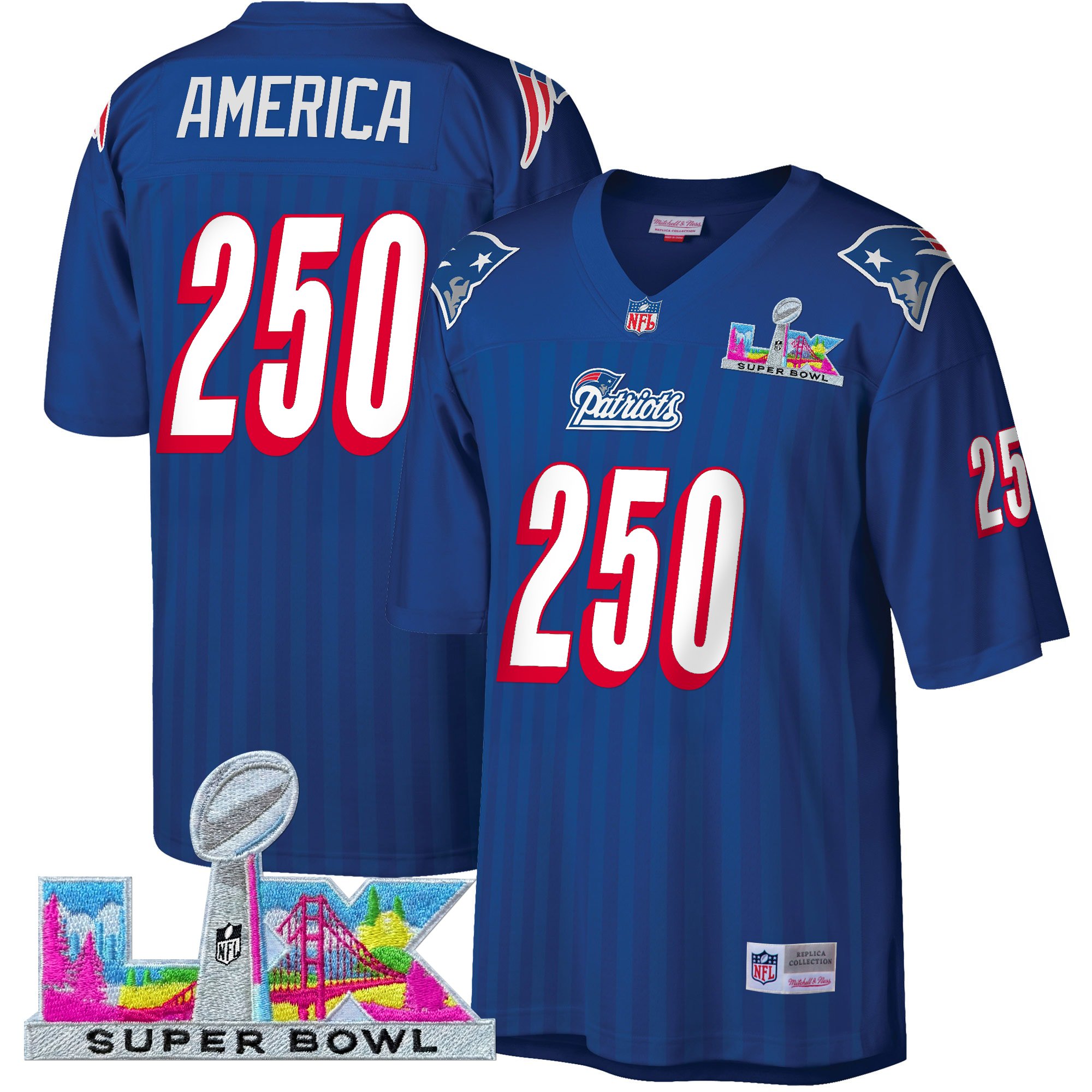 Men's New England Patriots Super Bowl LX Throwback Jersey - All Stitched