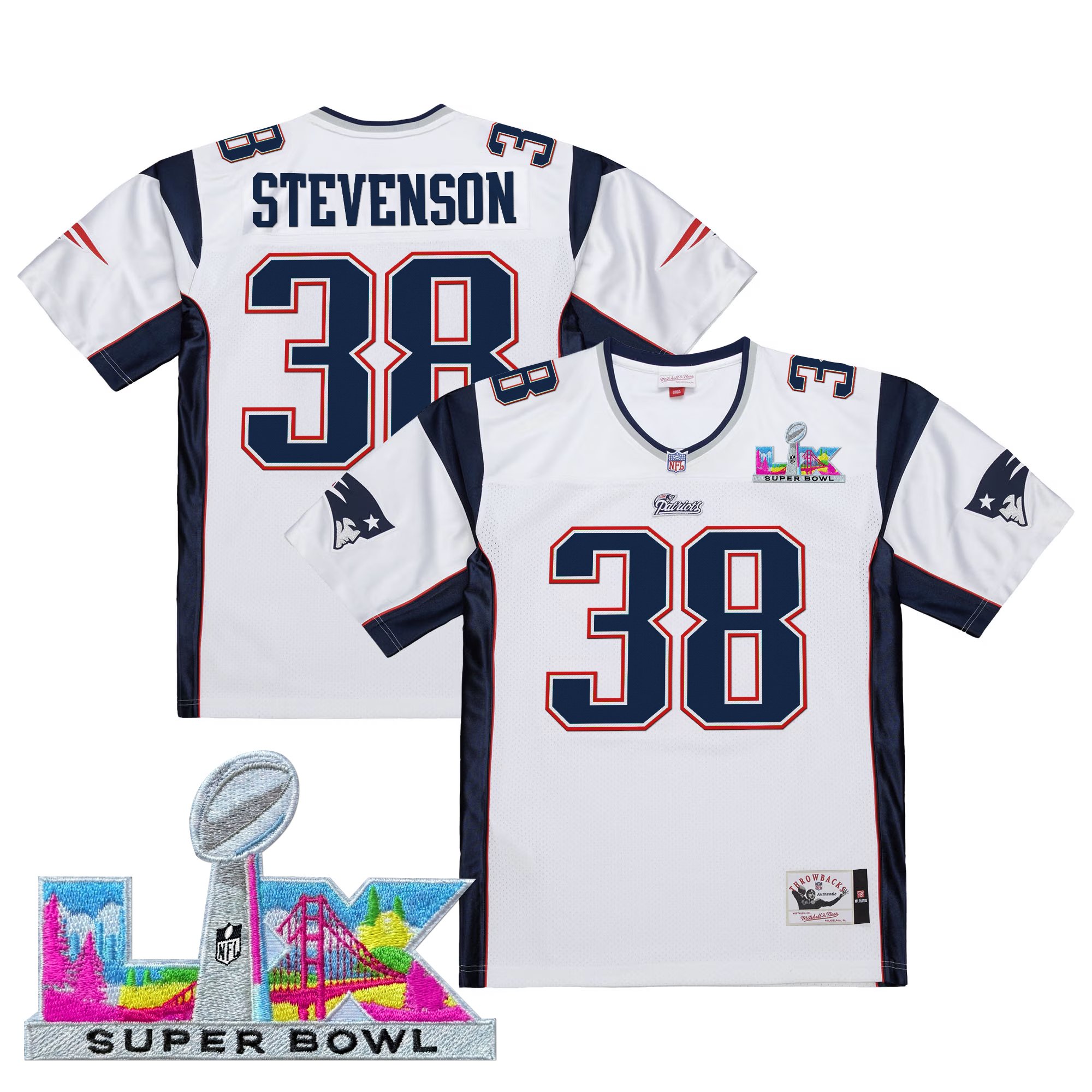 Men's New England Patriots Super Bowl LX Throwback Jersey - All Stitched