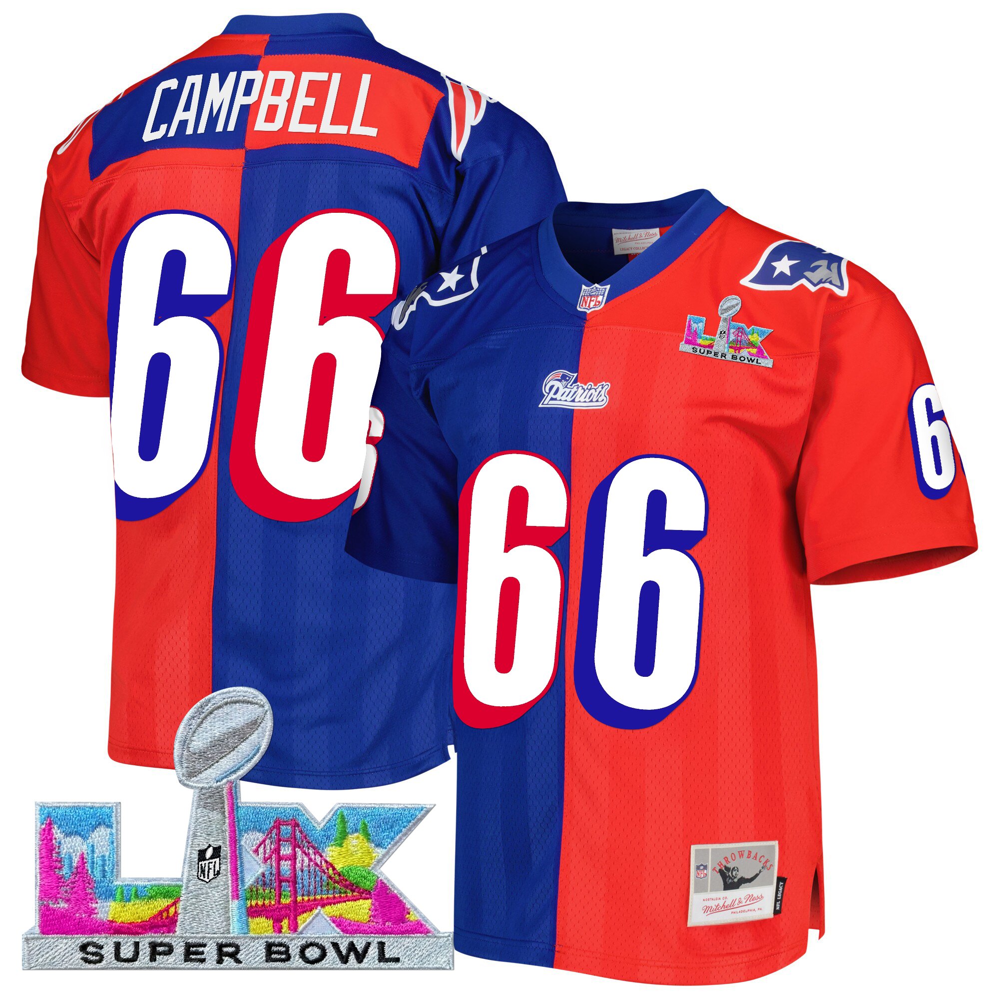 Men's New England Patriots Super Bowl LX Throwback Jersey - All Stitched