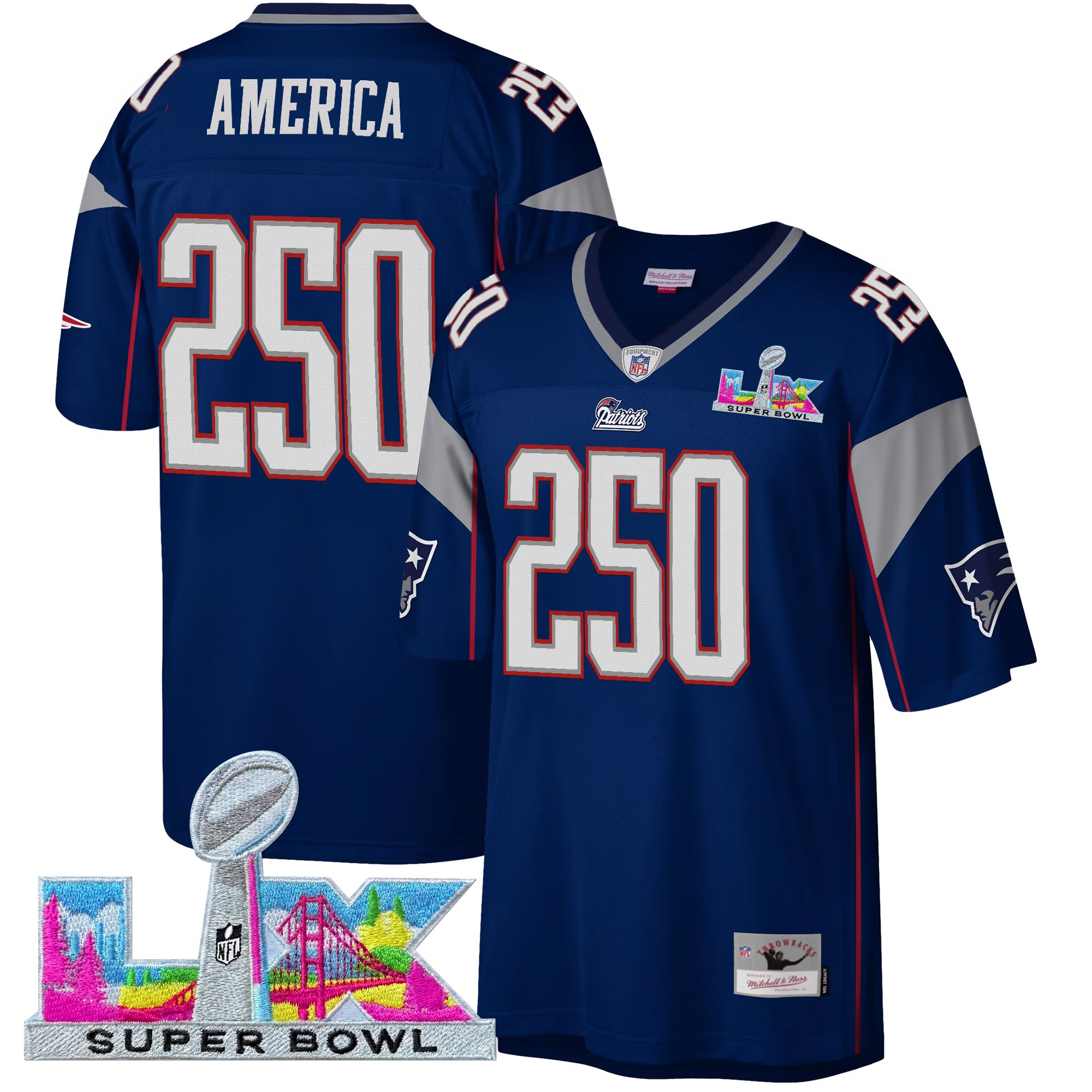 Men's New England Patriots Super Bowl LX Throwback Jersey - All Stitched
