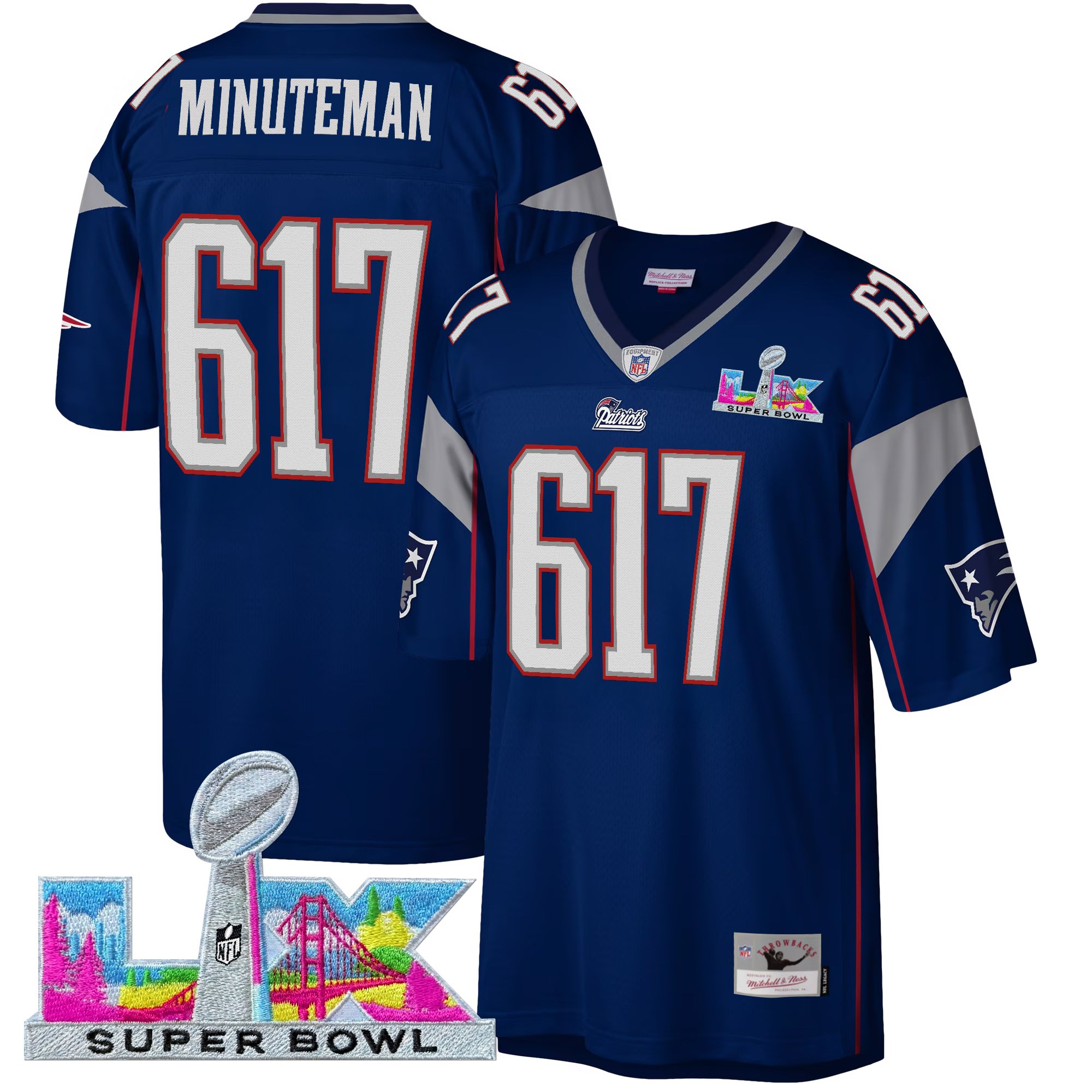 Men's New England Patriots Super Bowl LX Throwback Jersey - All Stitched